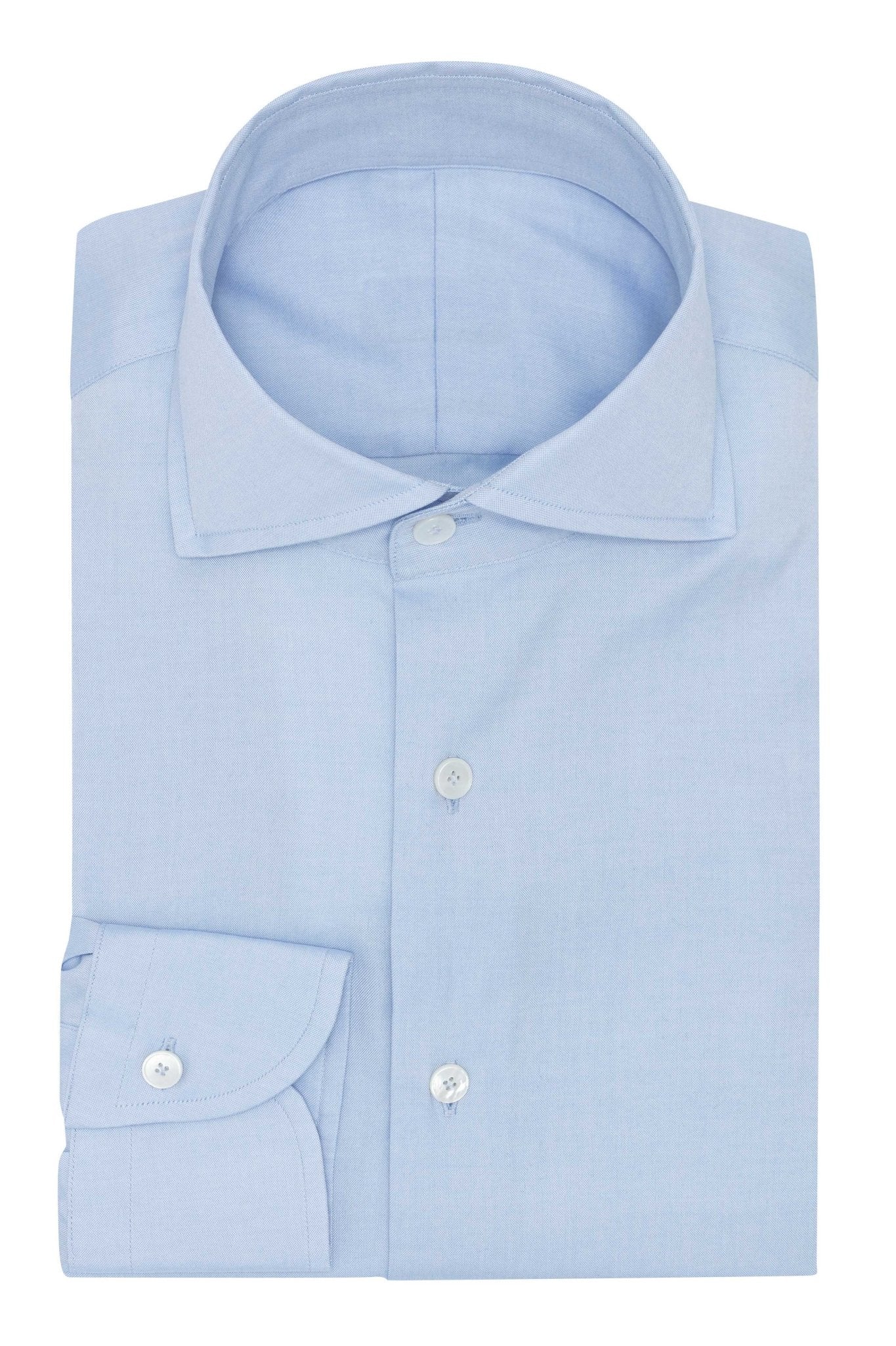Custom Shirt - white - sky blue cotton pinpoint - cordes - sons.com