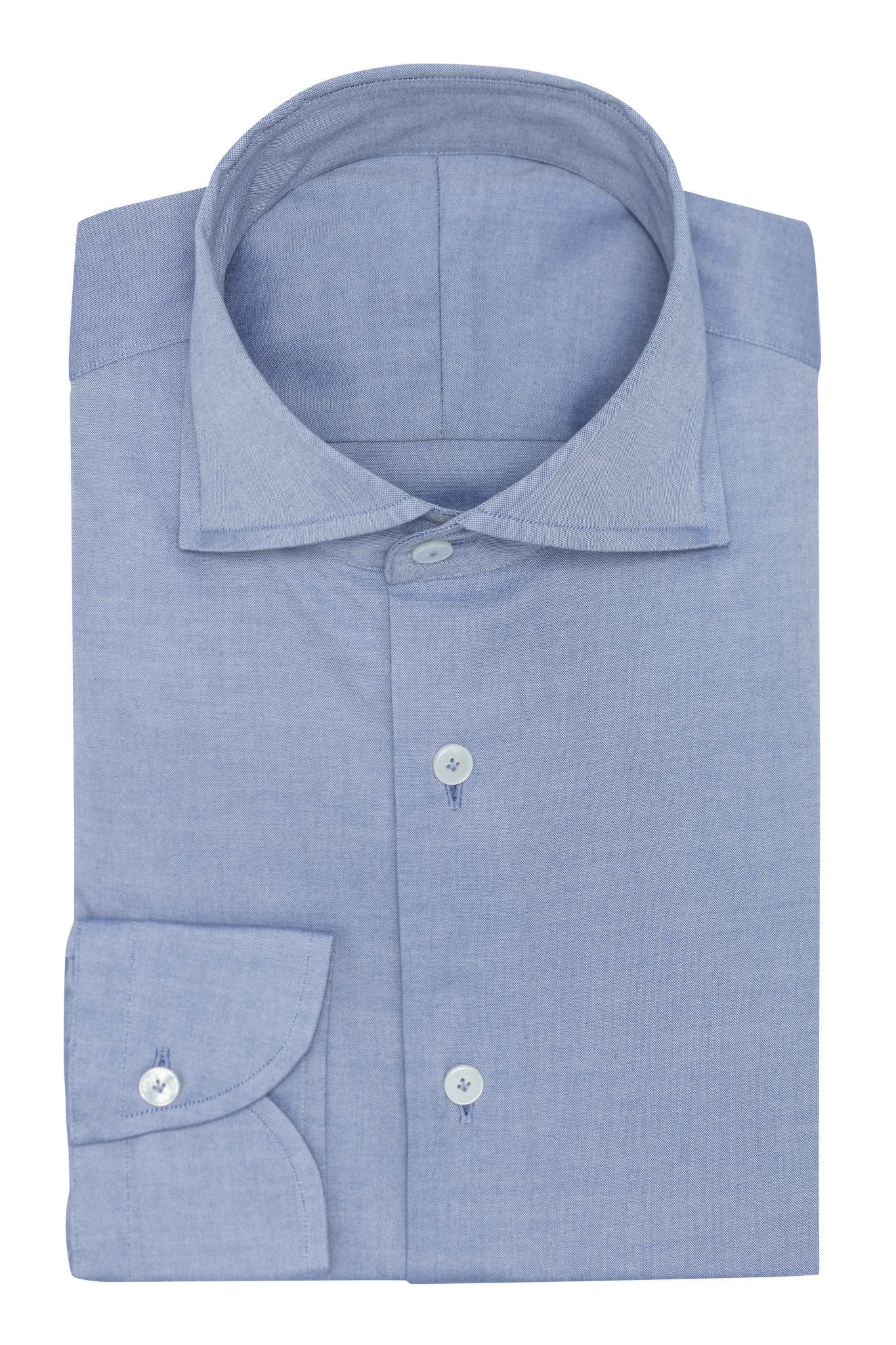 Custom Shirt - white - l.blue cotton pinpoint - cordes - sons.com