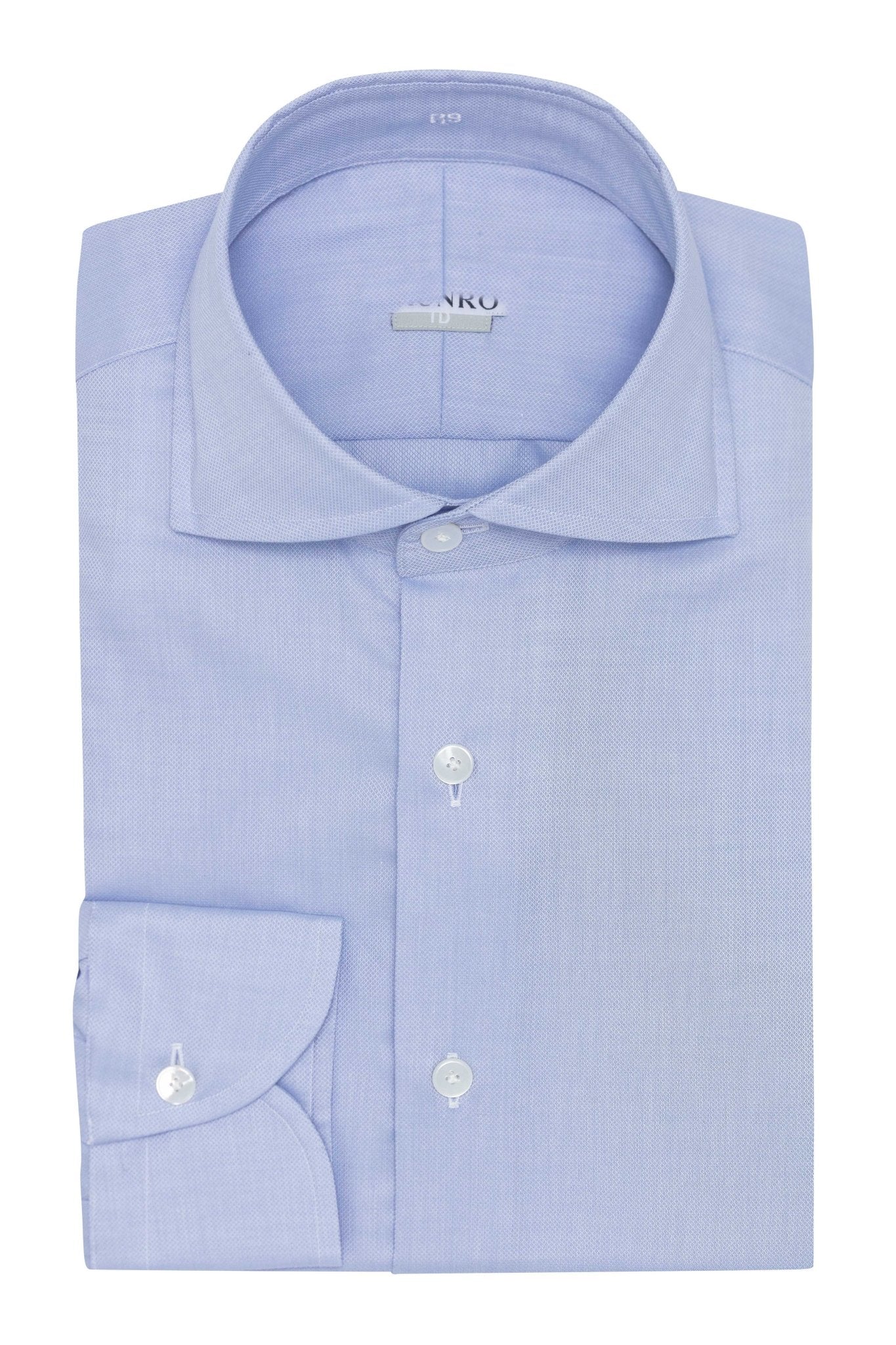 Custom Shiirt - l.blue cotton dobby with diamond micro - design - cordes - sons.com