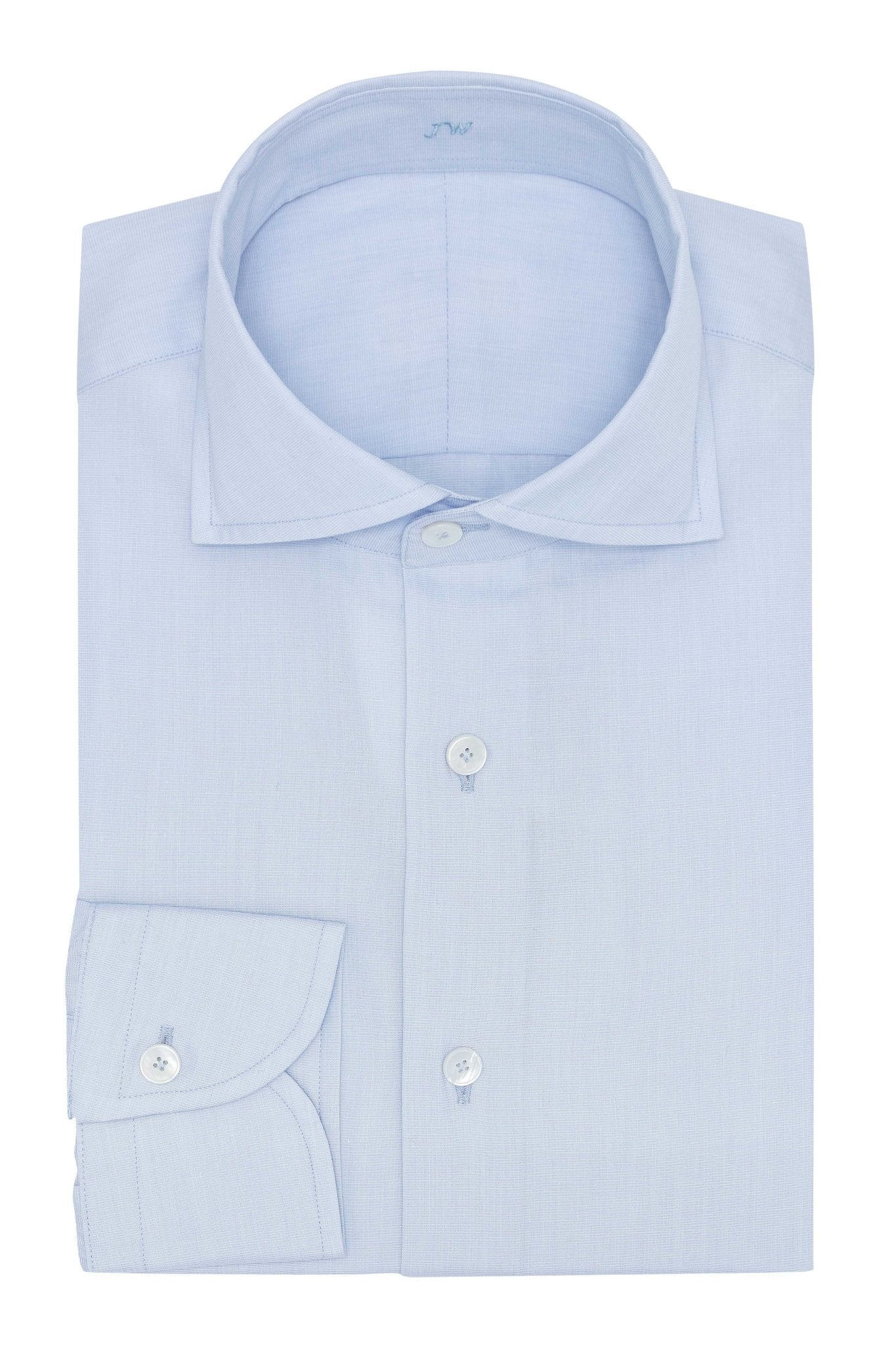 Custom Shirt - l.blue cotton poplin fil - a - fil - cordes - sons.com