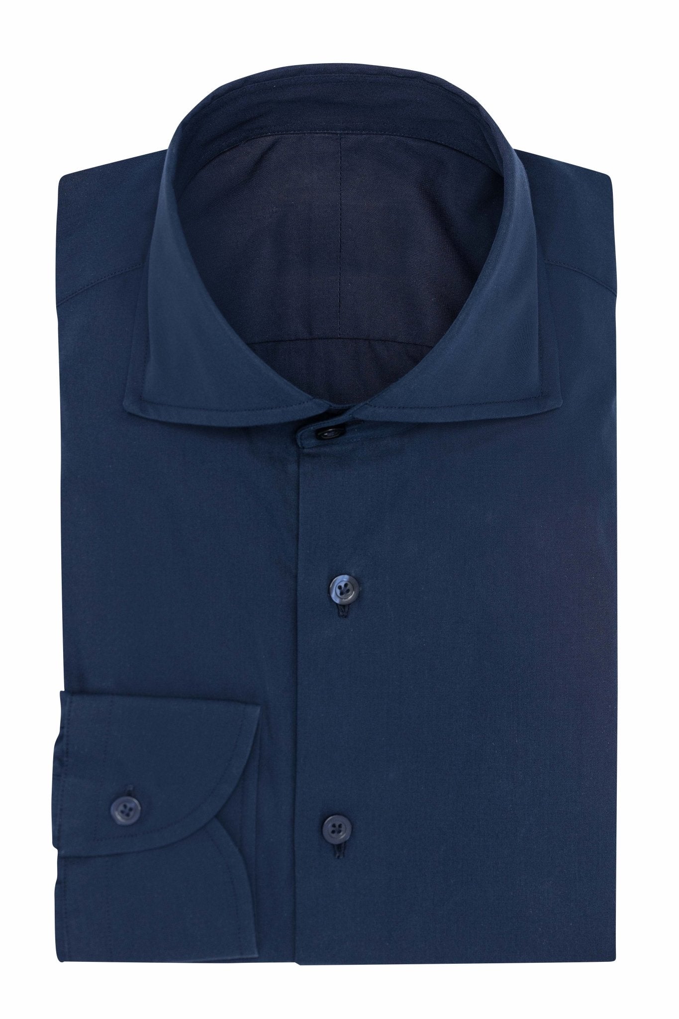 Custom Shirt - navy cotton poplin - cordes - sons.com
