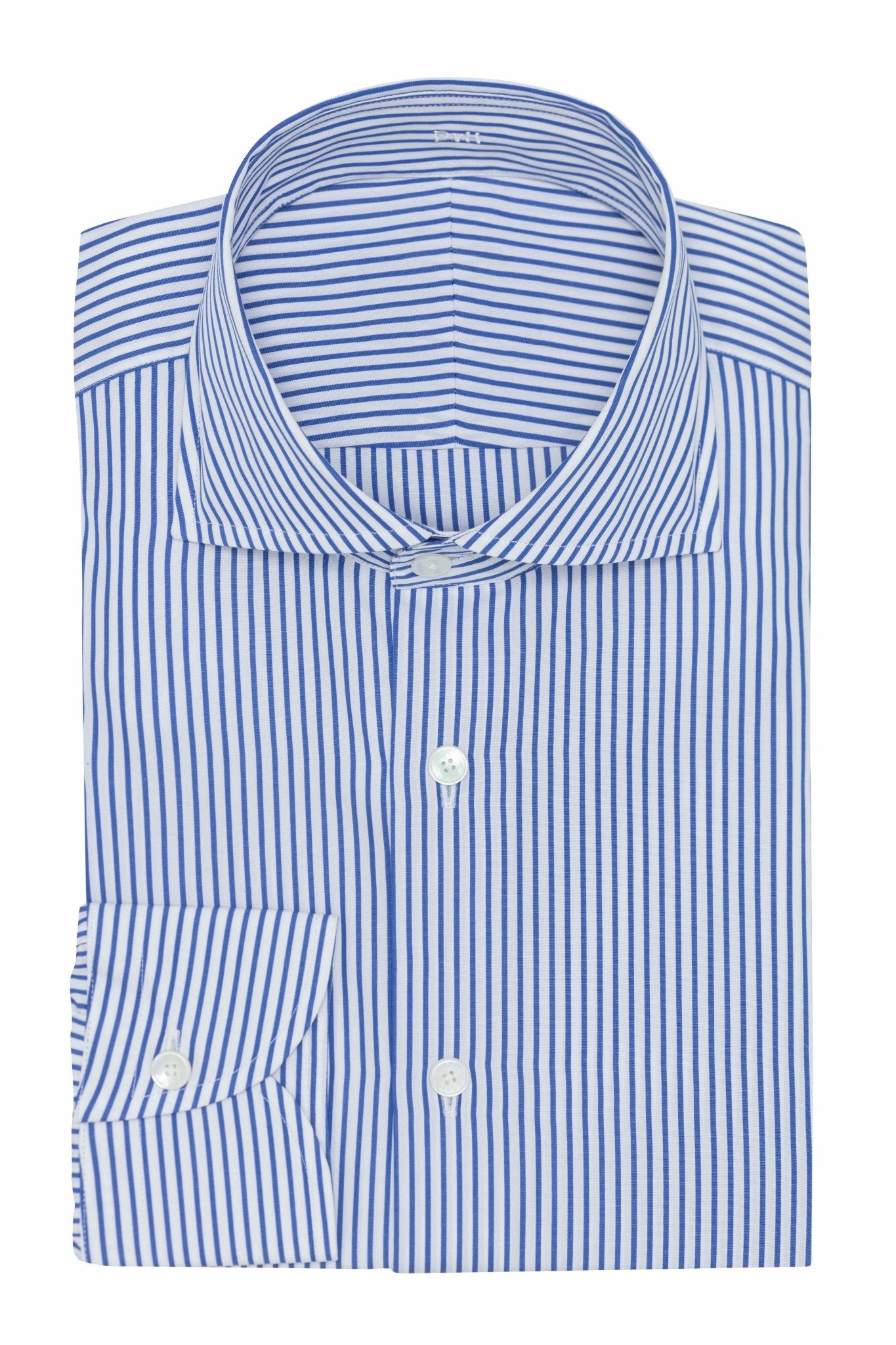 Custom Shirt - white cotton poplin with blue stripe - cordes - sons.com