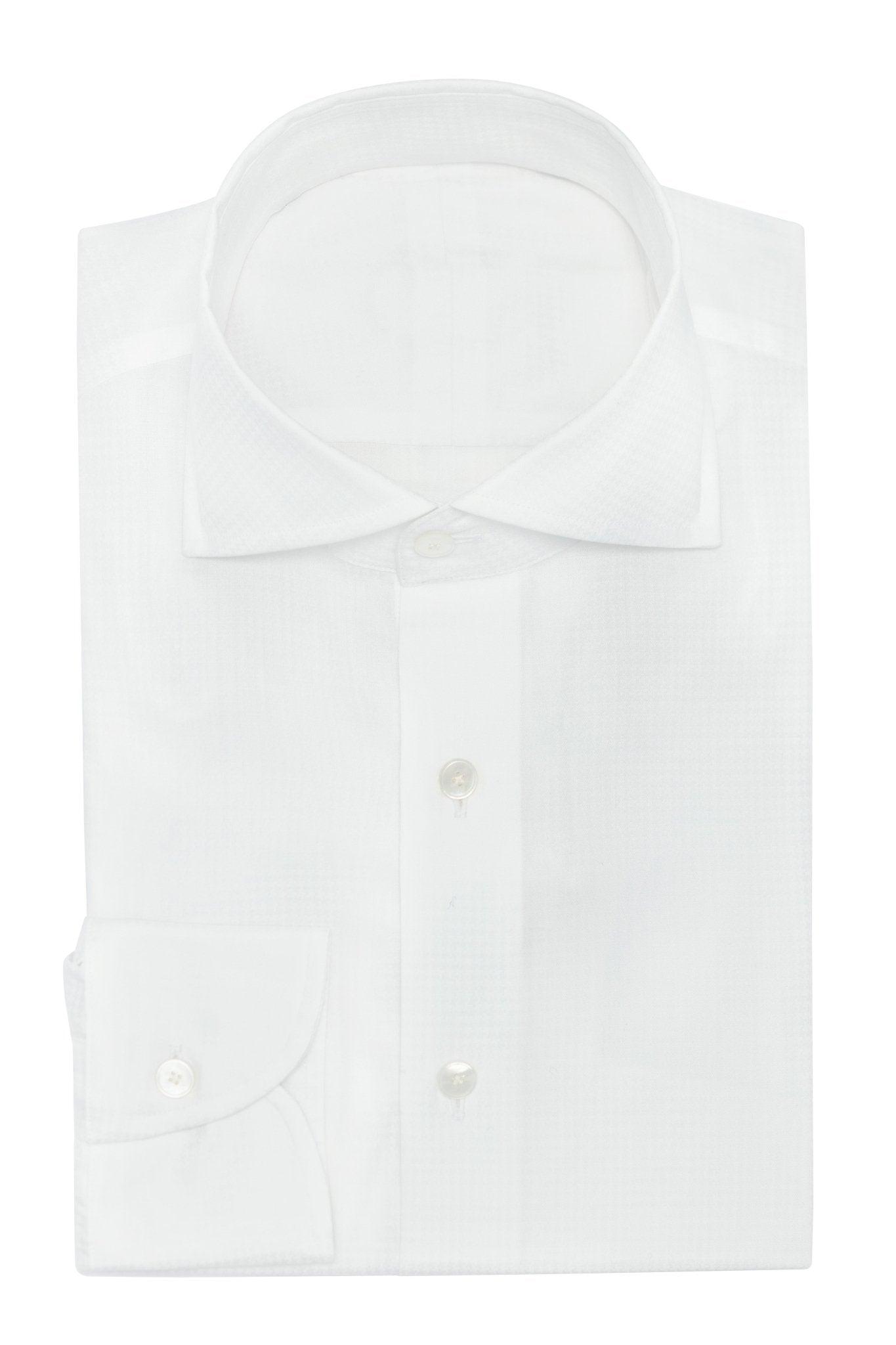 Custom Shirt - white cotton - lyocell herringbone - cordes - sons.com