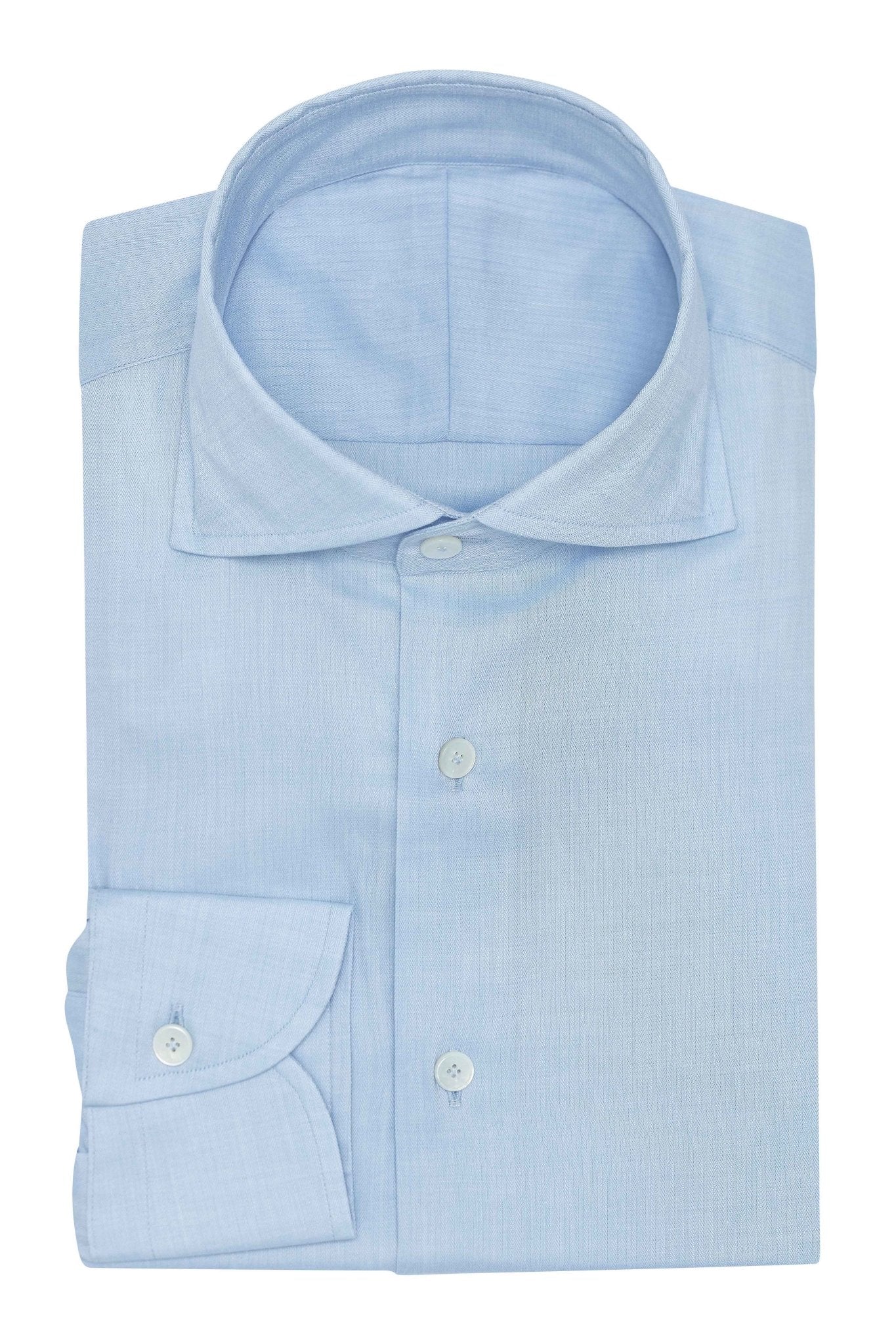 Custom Shirt - l.blue cotton - lyocell herringbone - cordes - sons.com