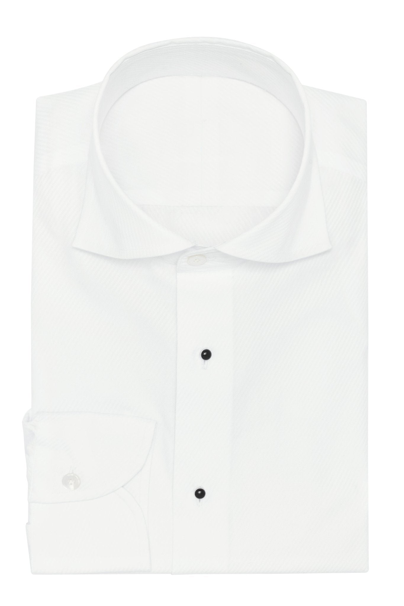 Custom Shirt - white cotton dobby with diagonal stripe - cordes - sons.com