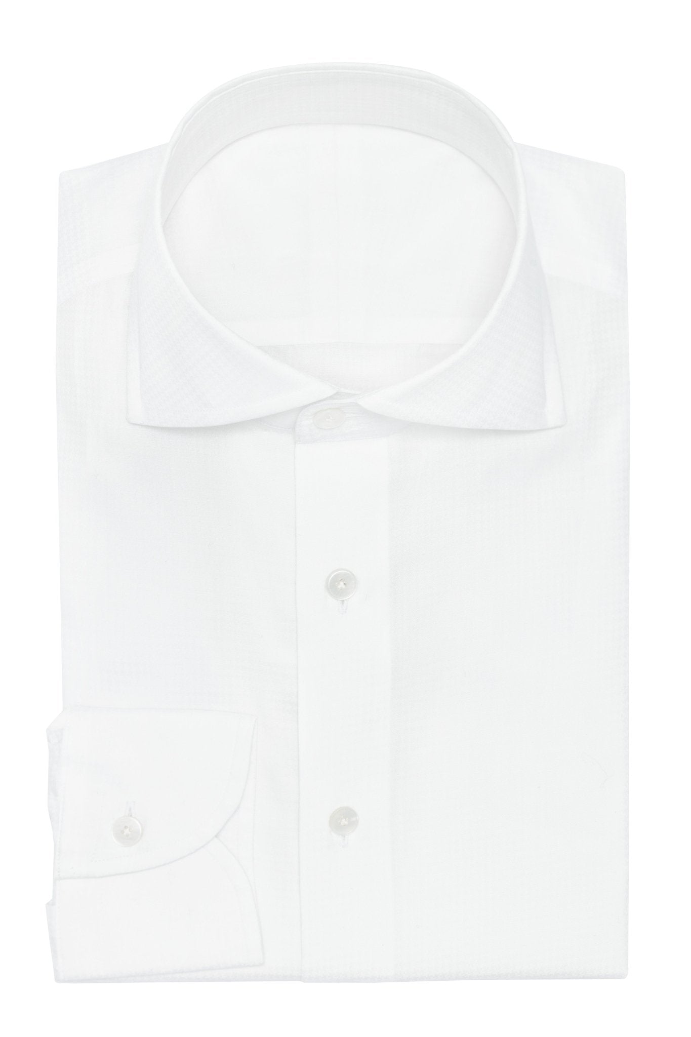 Custom Shirt - white cotton dobby with subtle houndstooth - cordes - sons.com