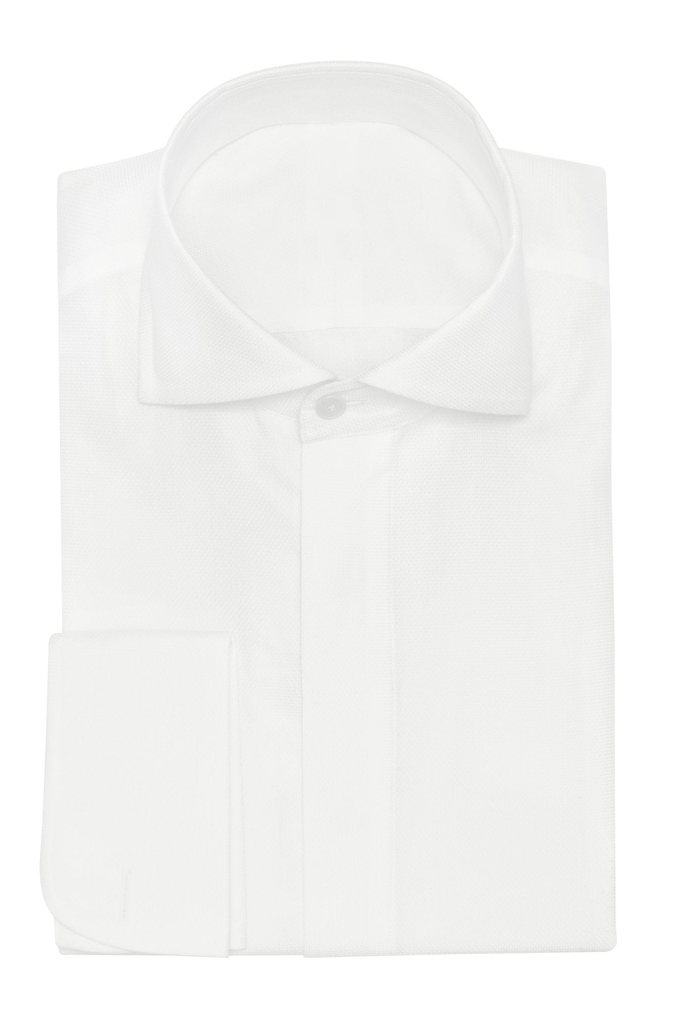 Custom Shirt - white cotton dobby with micro - design - cordes - sons.com