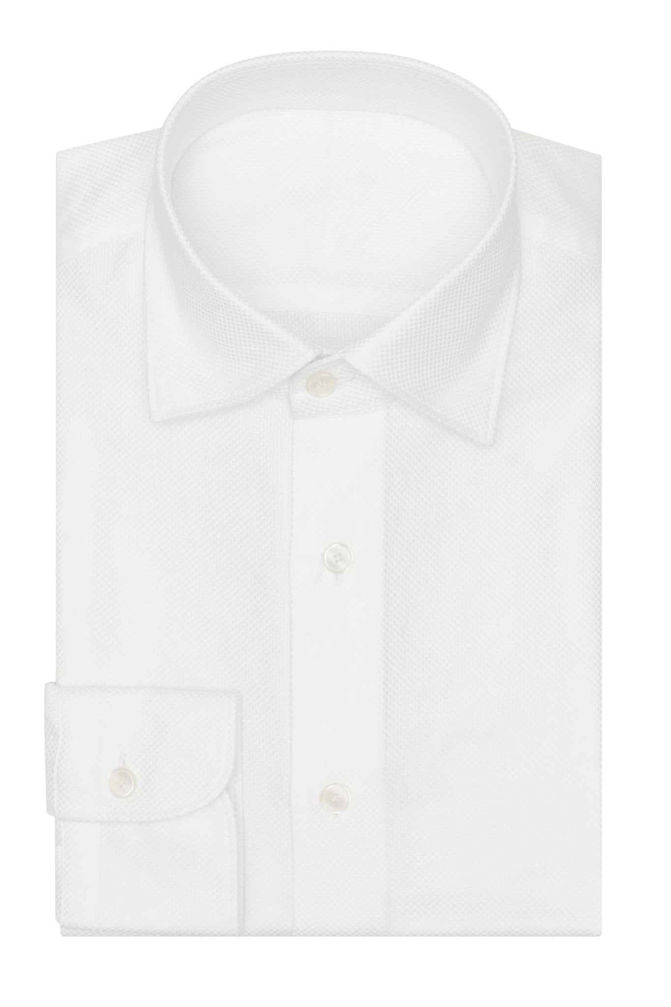 Custom Shirtt - white ribbed cotton dobby - cordes - sons.com