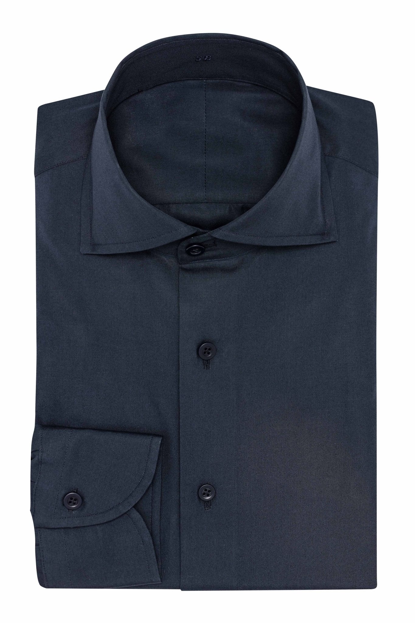 Custom Shirt - midnight blue compact cotton poplin - cordes - sons.com