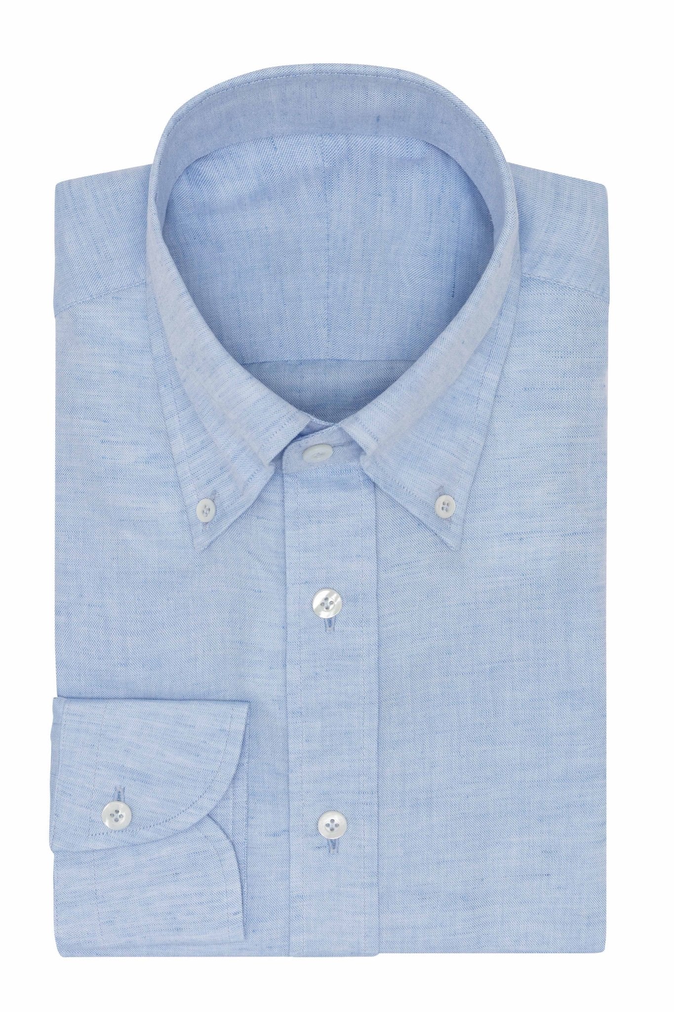 Custom Shirt - white - l.blue cotton - linen - cordes - sons.com