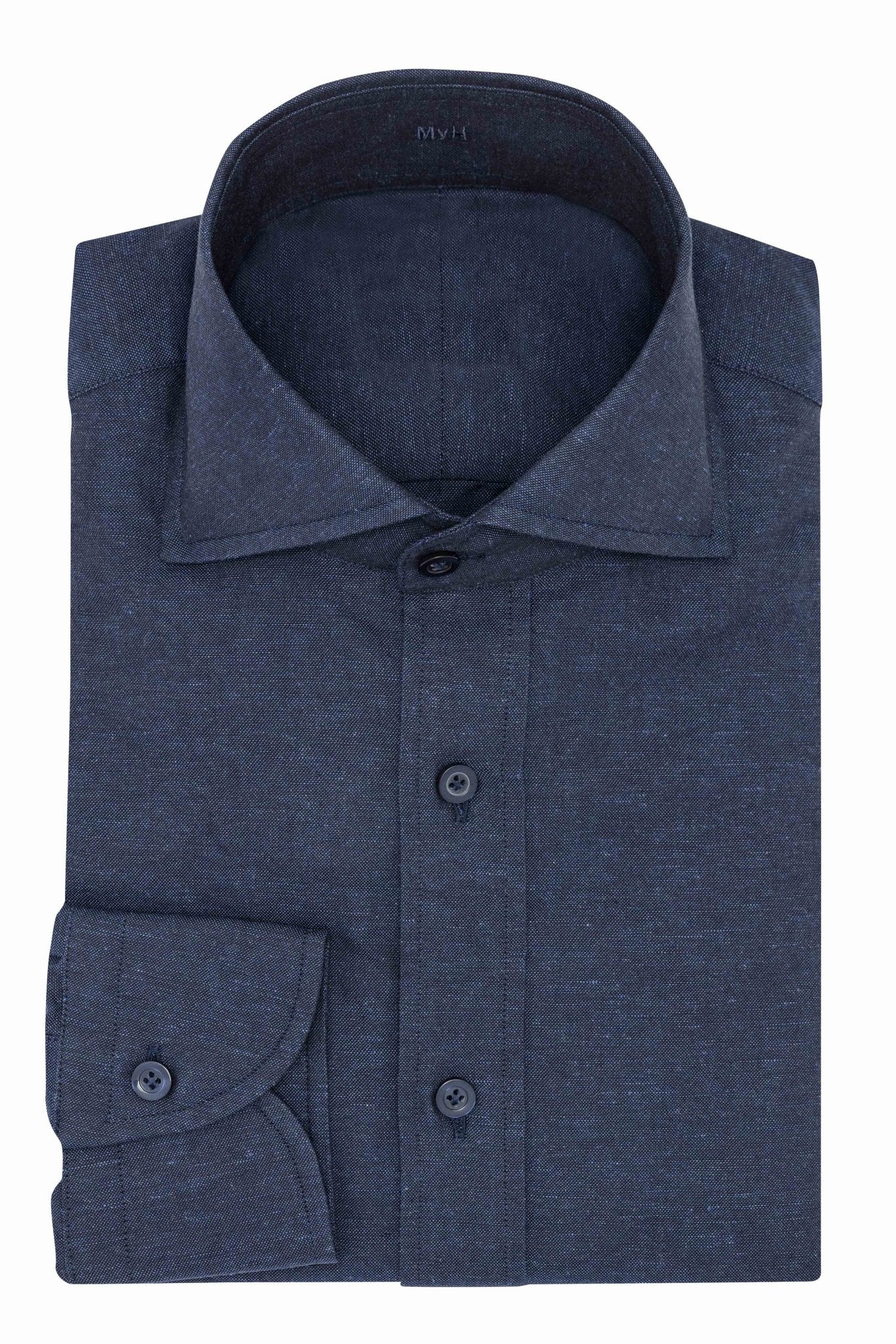 Custom Shirt - black - denim blue cotton - linen - cordes - sons.com