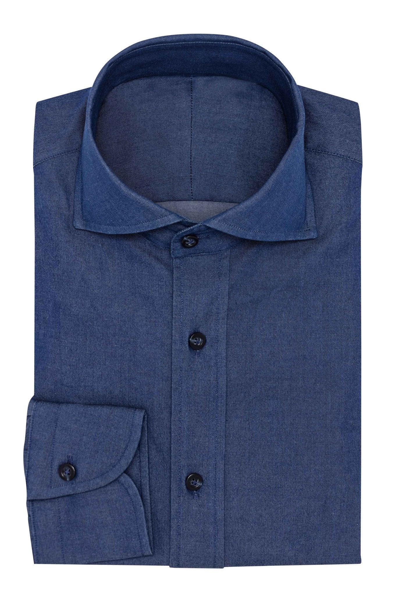 Custom Shirt - blue stretch cotton denim - cordes - sons.com