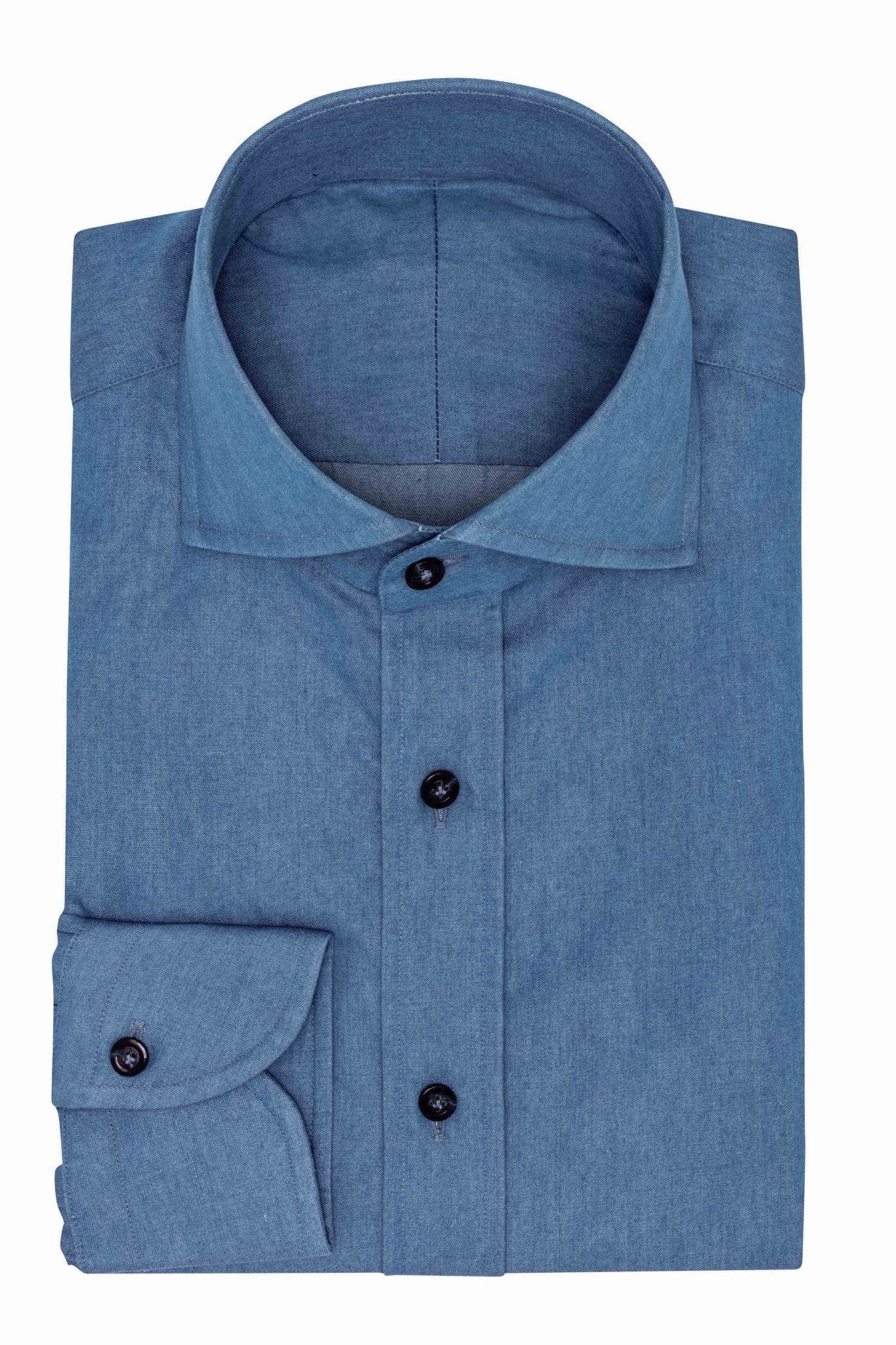 Custom Shirt - blue washed cotton denim - cordes - sons.com