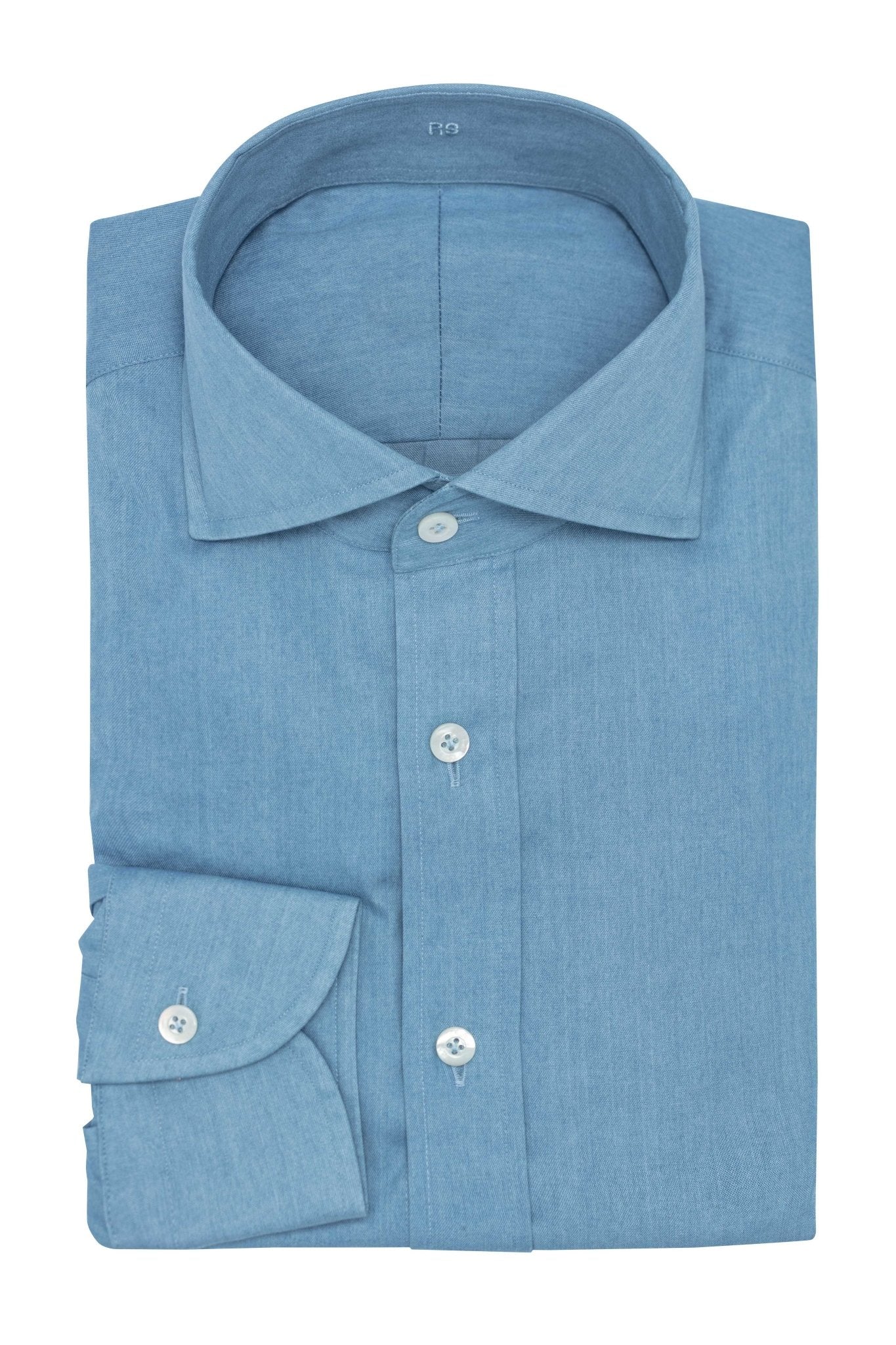 Custom Shirt - l.blue washed cotton denim - cordes - sons.com