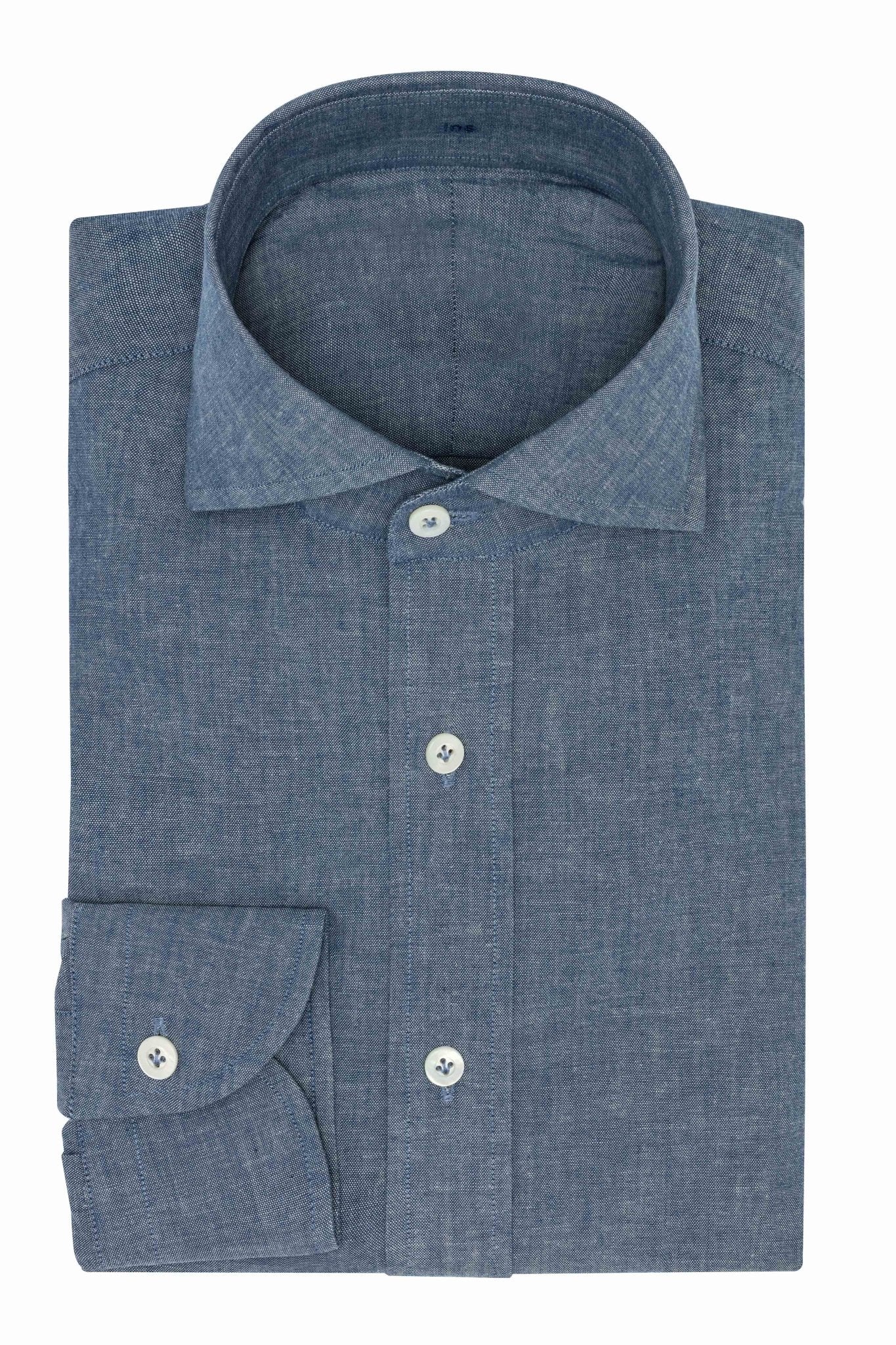 Custom Shirt - blue - white chambray cotton denim - cordes - sons.com