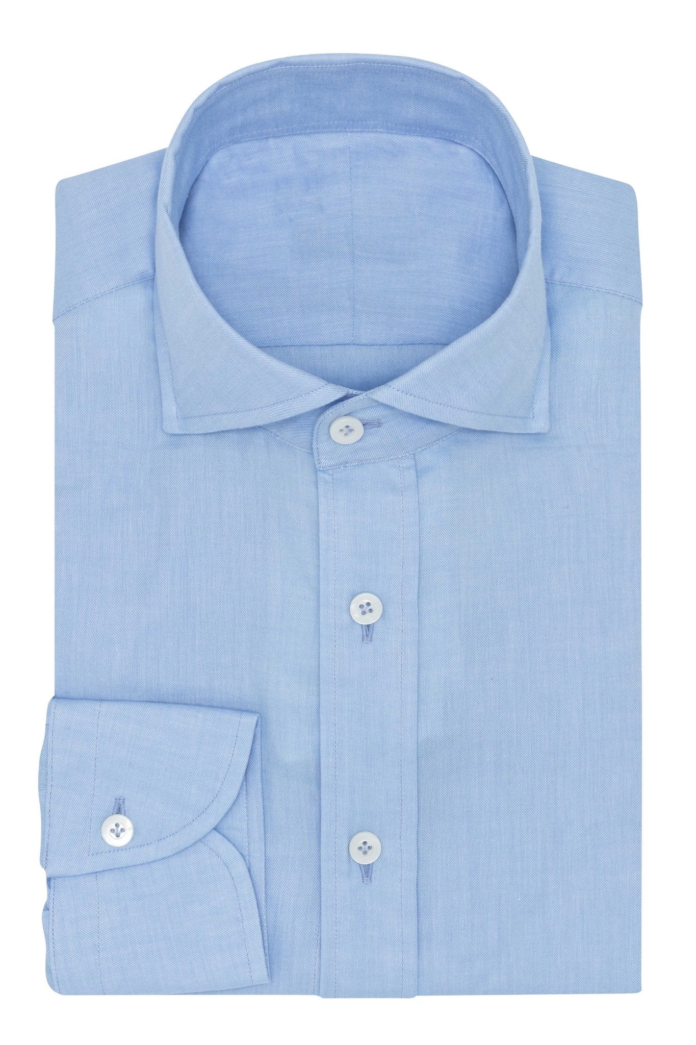 Custom Shirt - l.blue natural stretch cotton fine twill - cordes - sons.com