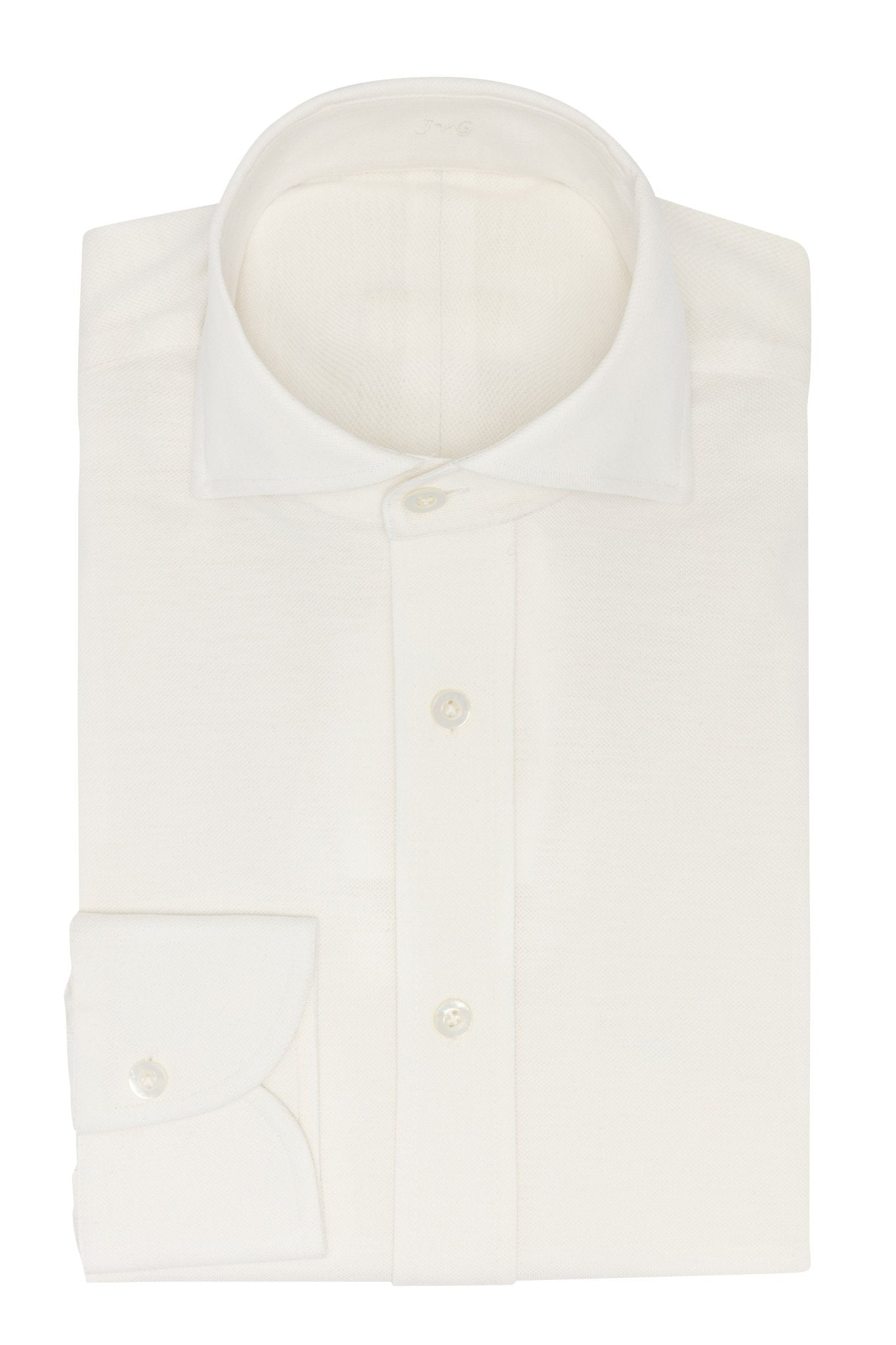Custom Shirt - ivory cotton piqué knit - cordes - sons.com