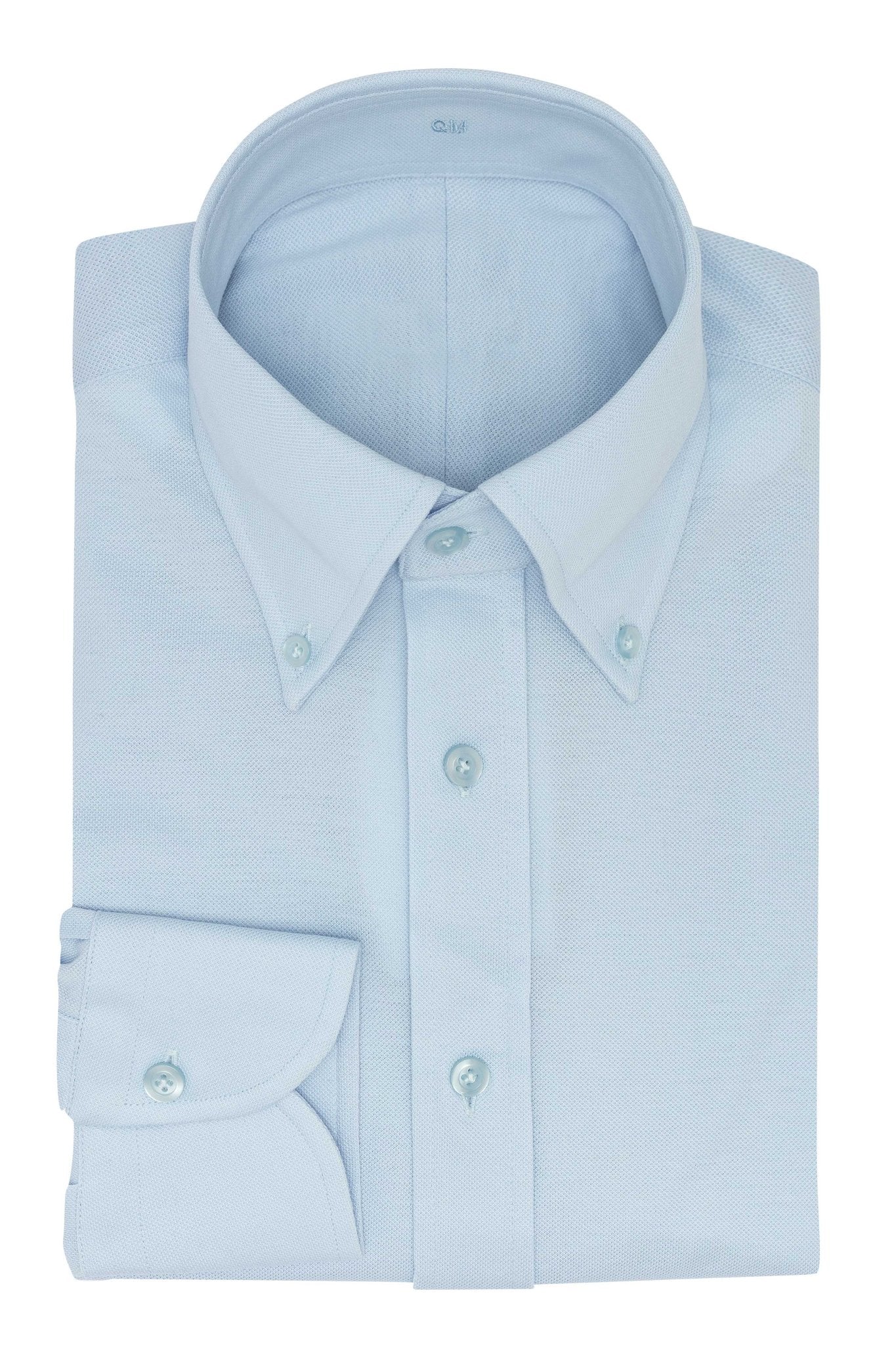 Custom Shirt - l.blue cotton piqué knit - cordes - sons.com