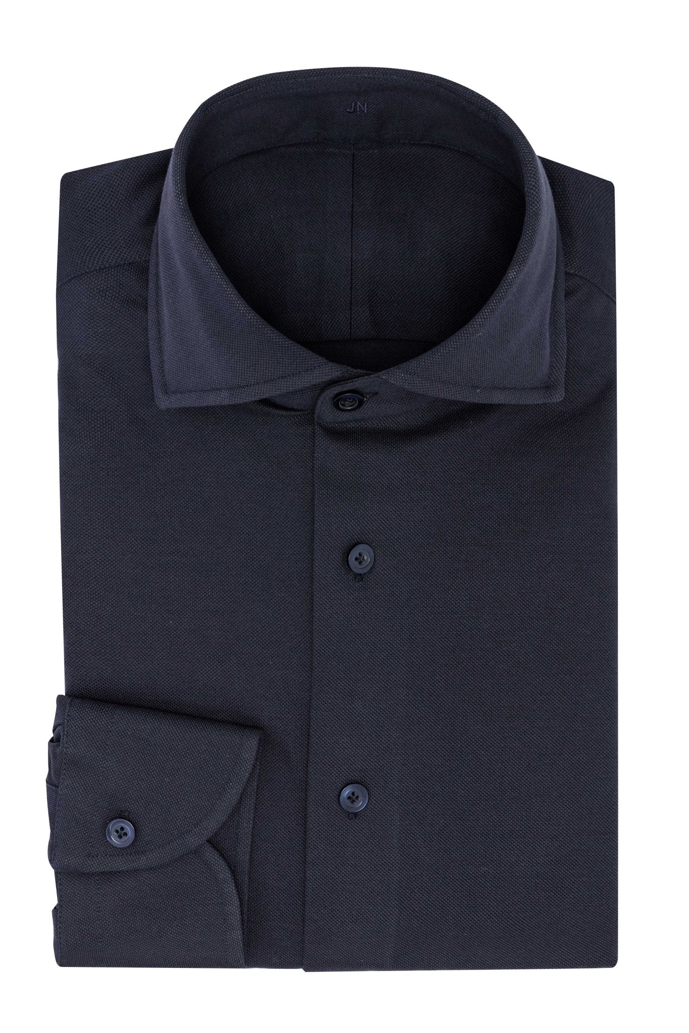 Custom Shirt - d.blue cotton piqué knit - cordes - sons.com