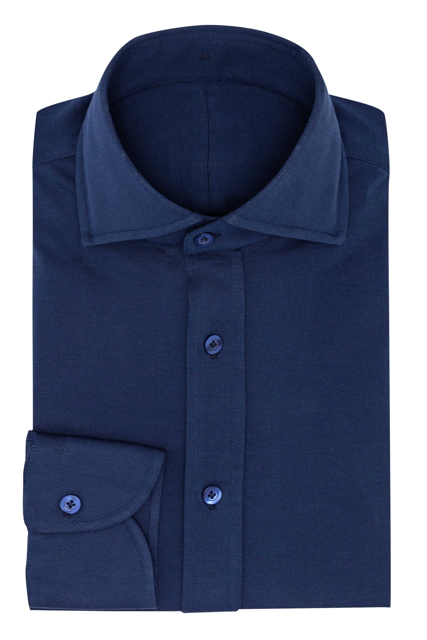 Custom Shirt - royal blue cotton piqué knit - cordes - sons.com