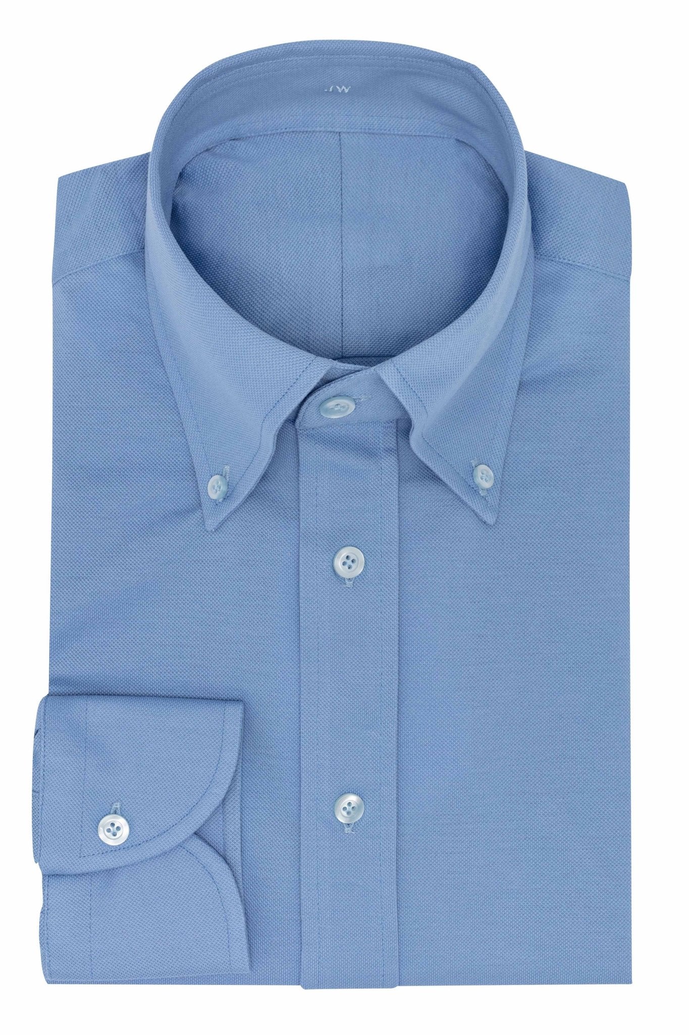 Custom Shirt - l.blue cotton piqué knit - cordes - sons.com