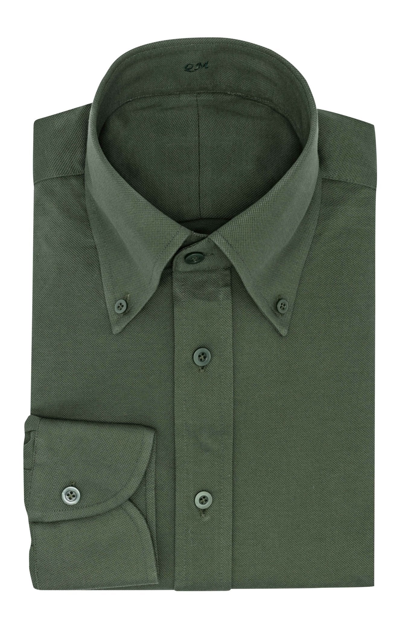 Custom Shirt - green cotton piqué knit - cordes - sons.com
