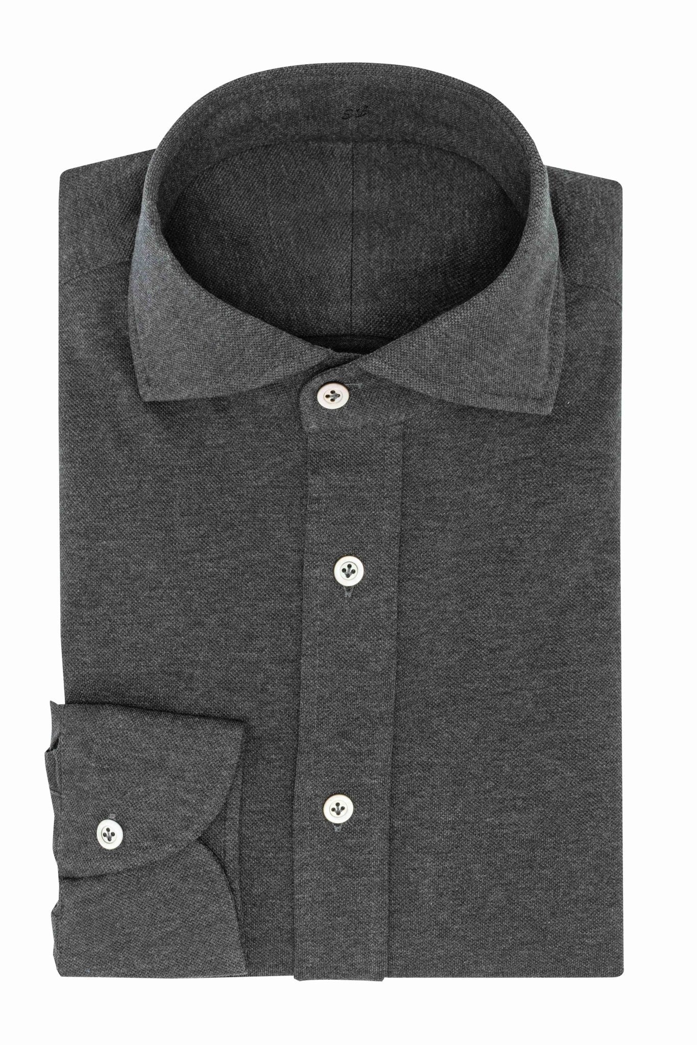Custom Shirt - d.grey mélange cotton piqué knit - cordes - sons.com