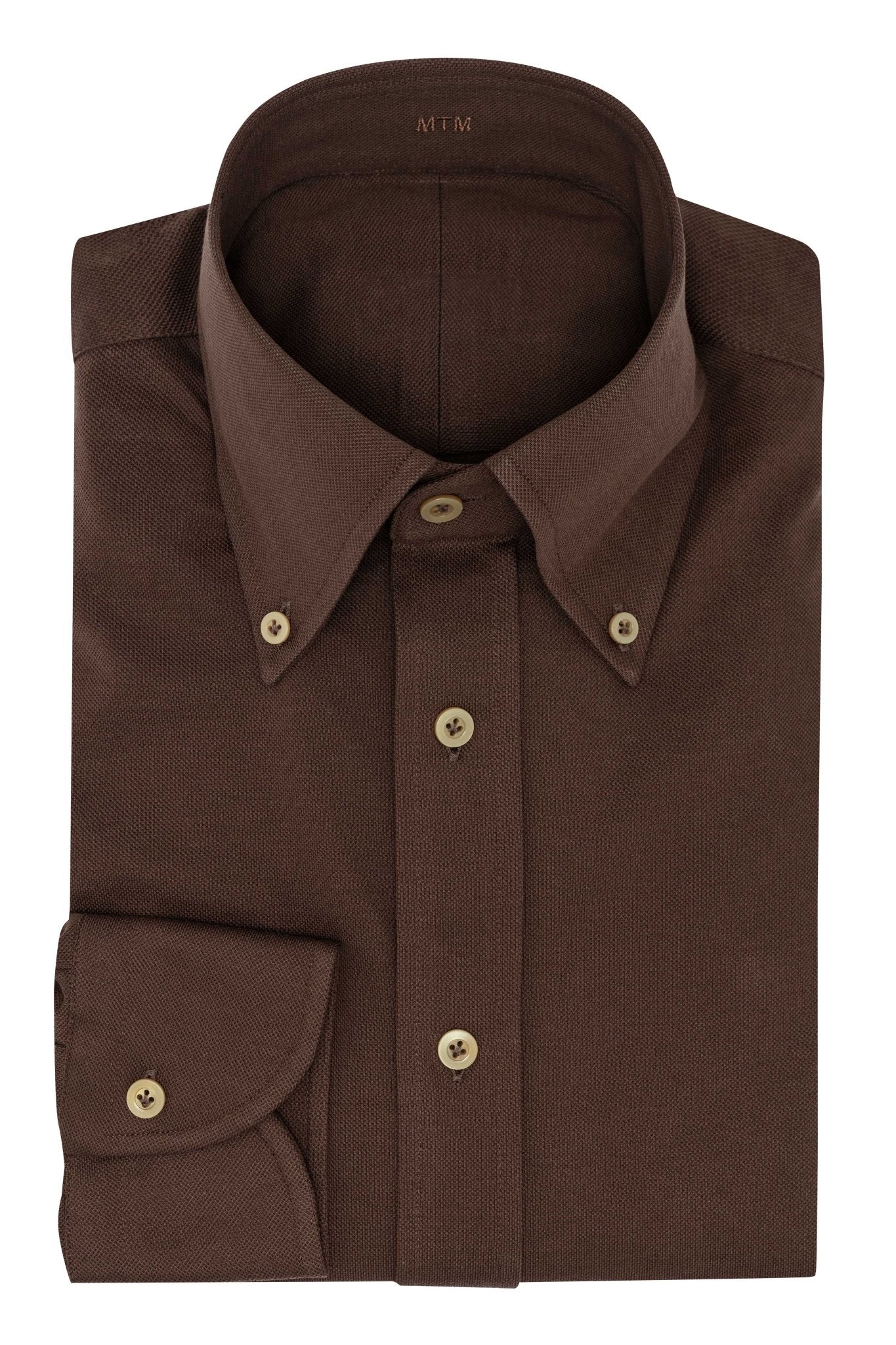 Custom Shirt - brown - red cotton piqué knit - cordes - sons.com
