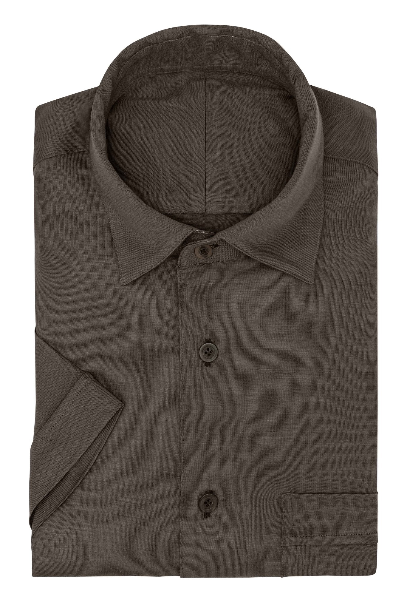Custom Shirt - l.brown s120 wool jersey - cordes - sons.com