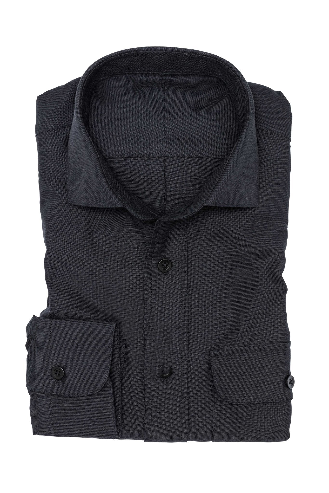 Custom Shirt - black cotton Oxford - cordes - sons.com