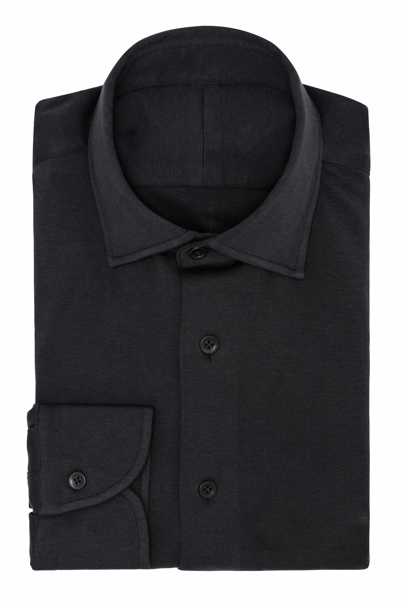 Custom Shirt - black cotton interlock knit - cordes - sons.com