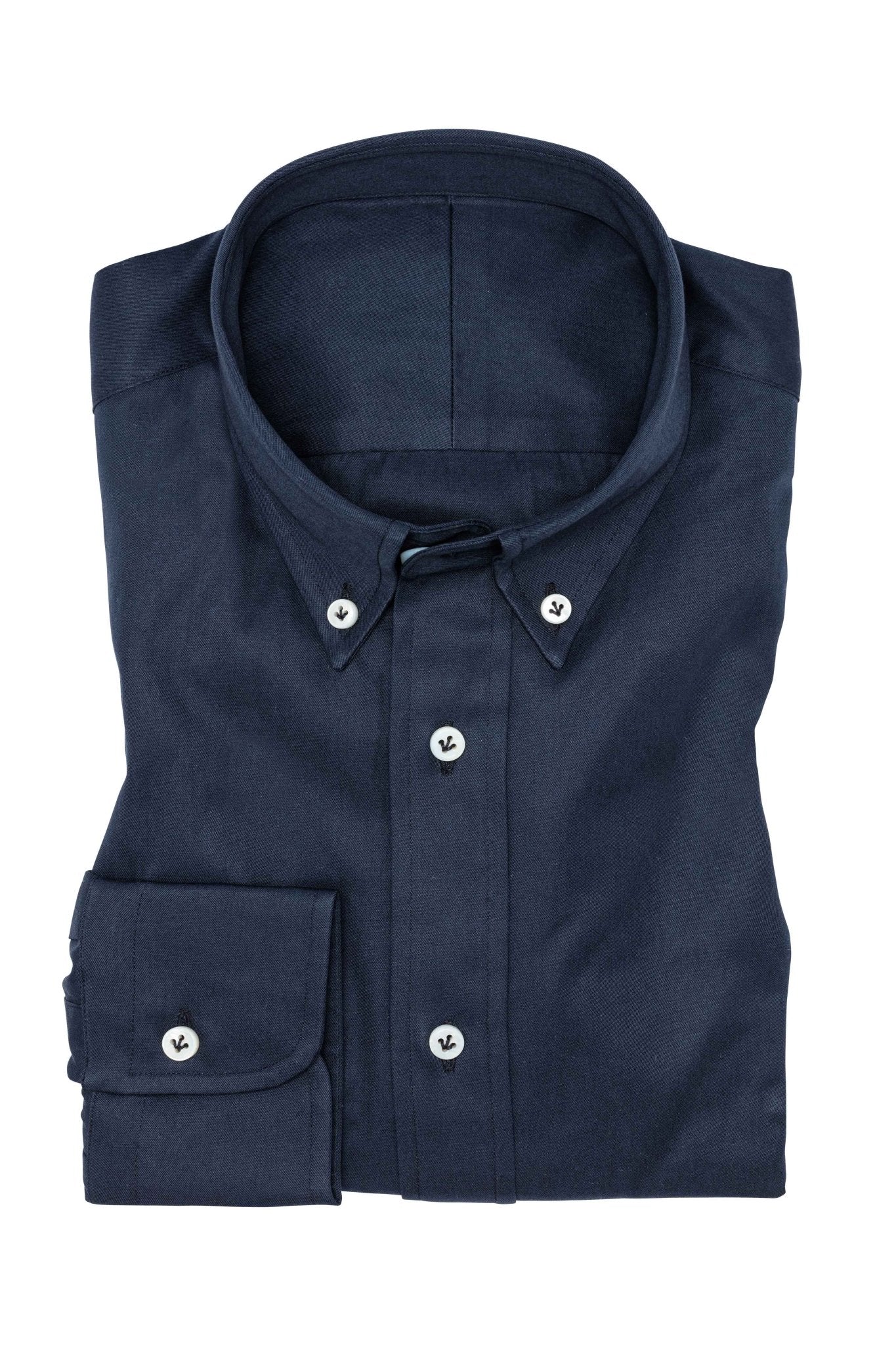 Custom Shirt - navy blue washed cotton fine twill - cordes - sons.com