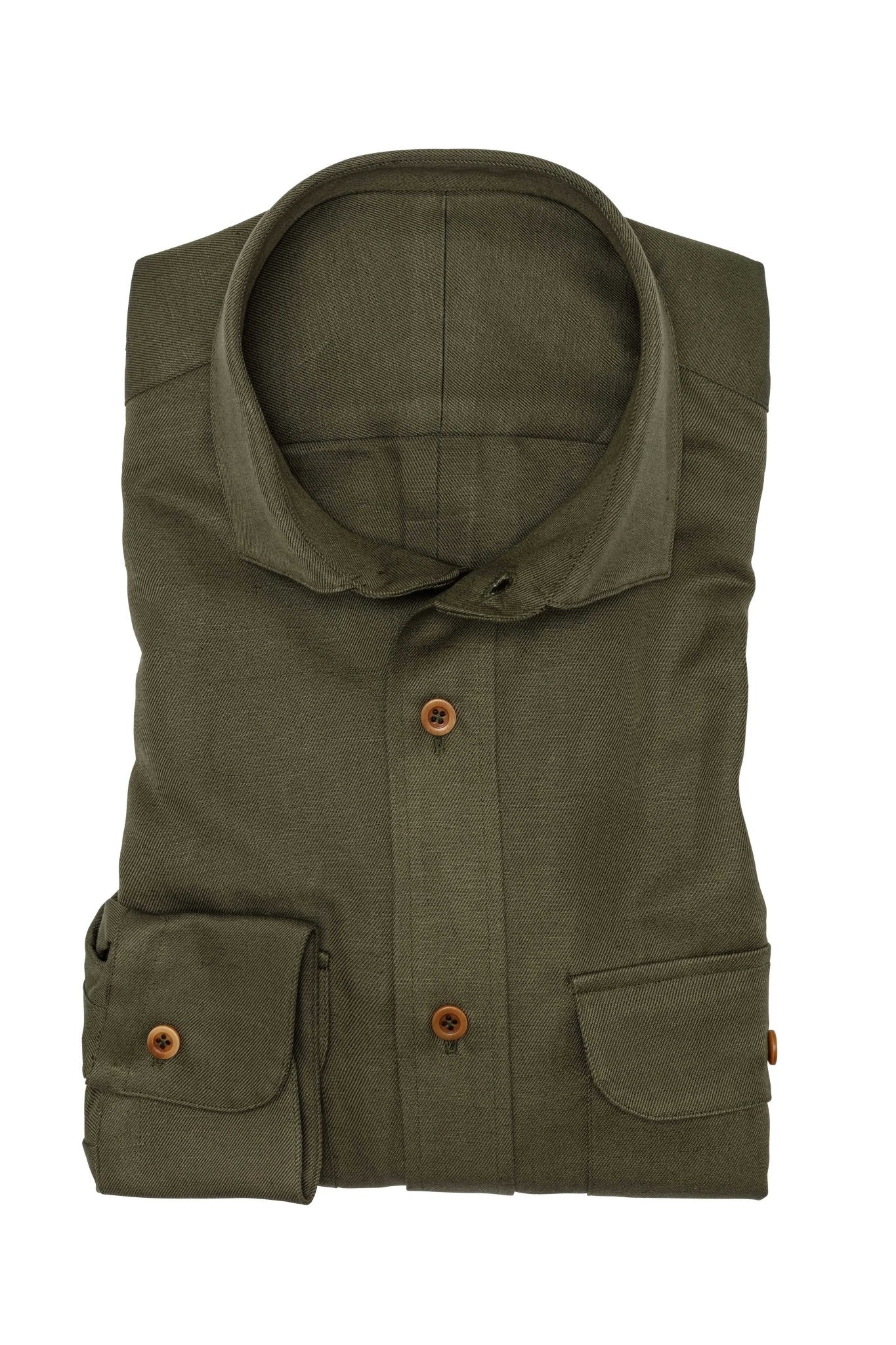 Custom Shirt - d.olive washed cotton - linen twill - cordes - sons.com