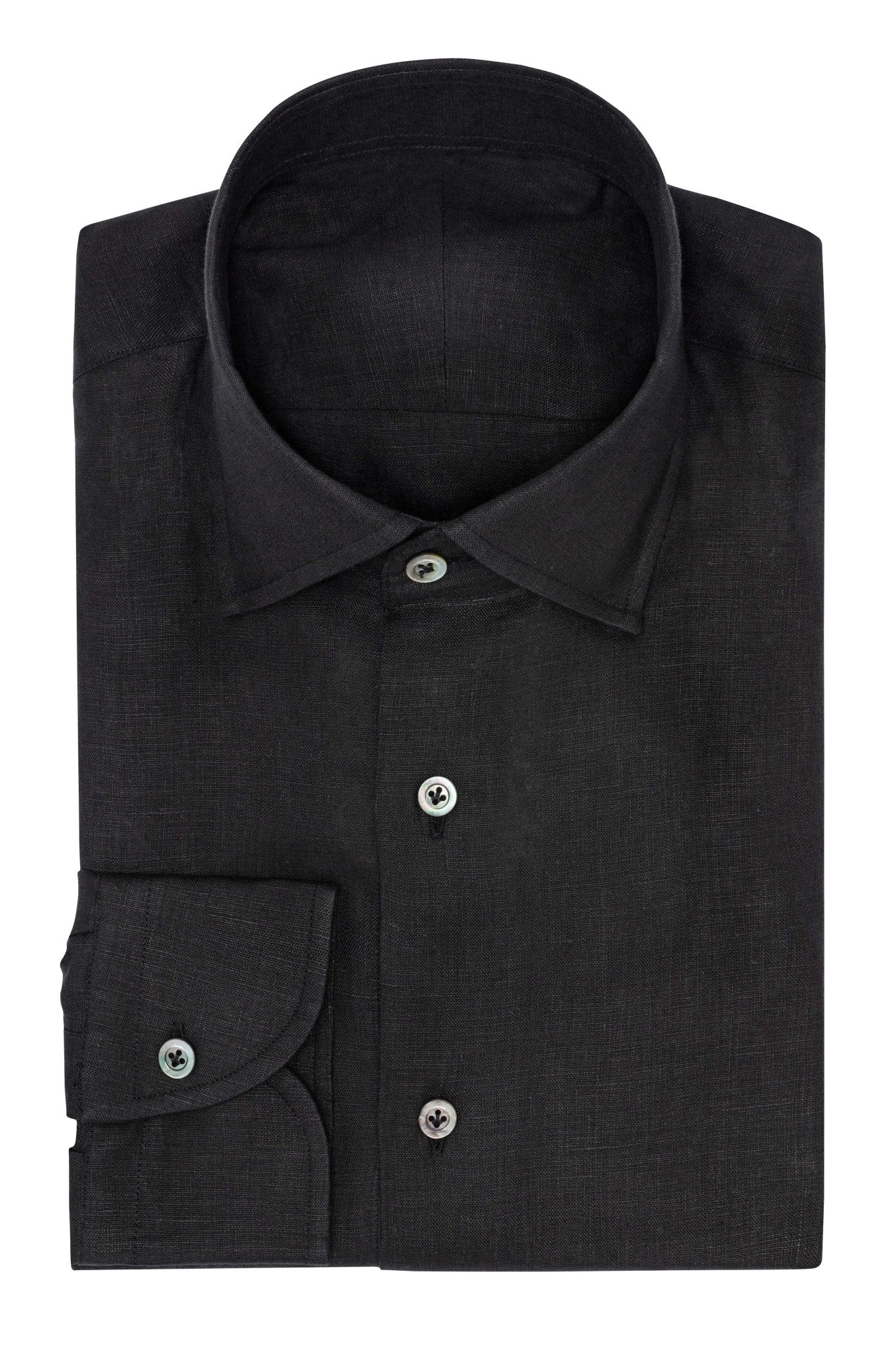 Custom Shirt - black linen - cordes - sons.com