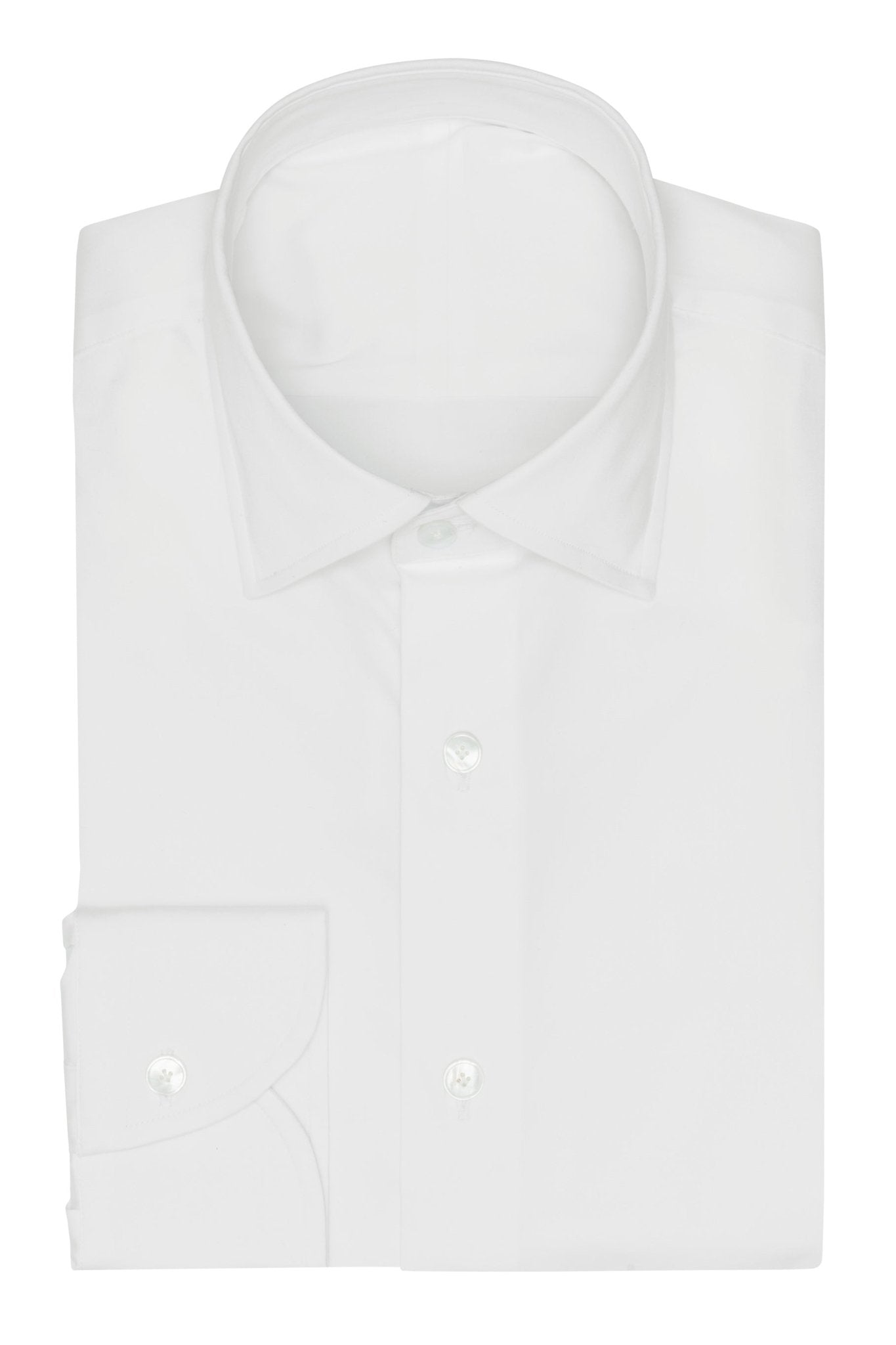 Custom Shirt - white stretch cotton blend sateen - cordes - sons.com