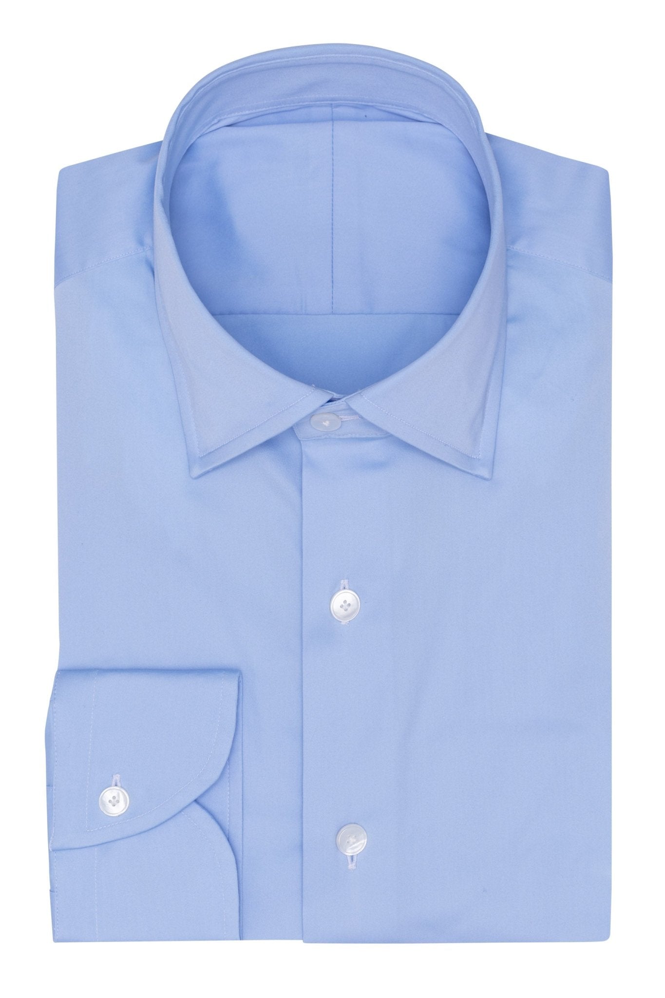 Custom Shirt - sky blue stretch cotton blend sateen - cordes - sons.com