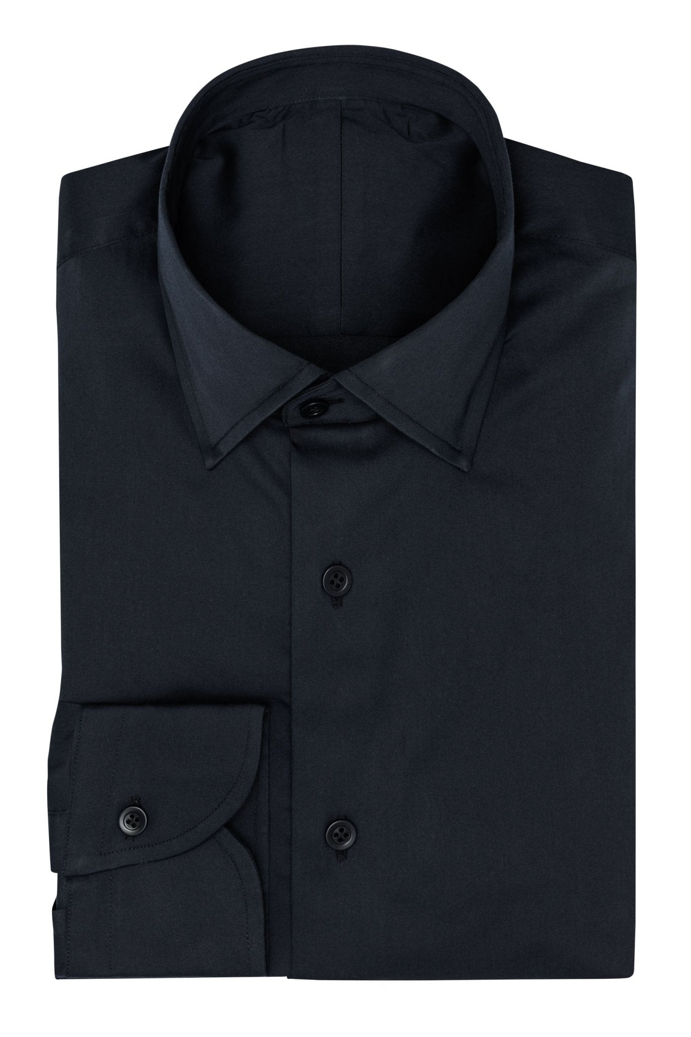 Custom Shirt - midnight blue stretch cotton blend sateen - cordes - sons.com