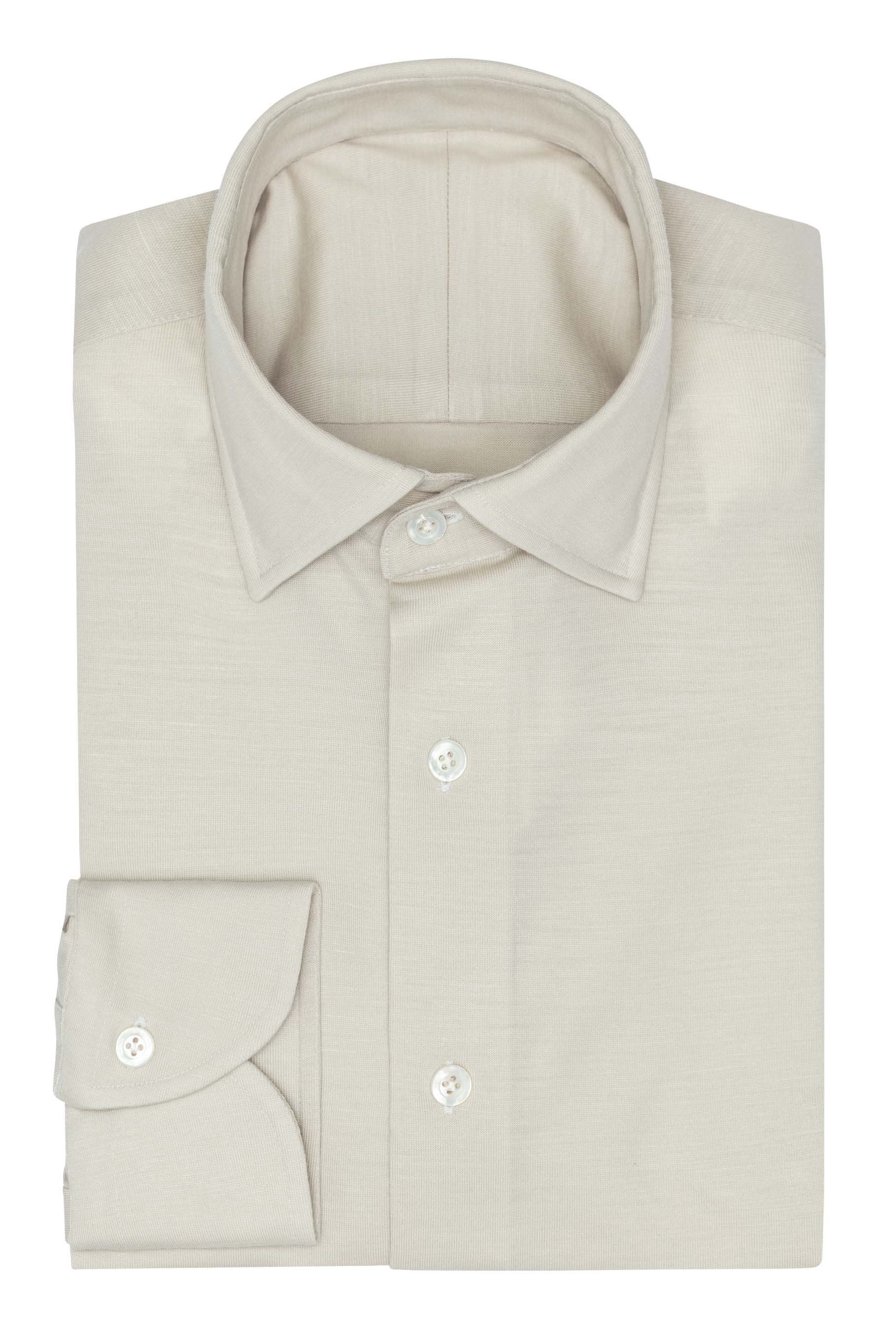 Custom Shirt - bone s120 wool jersey - cordes - sons.com