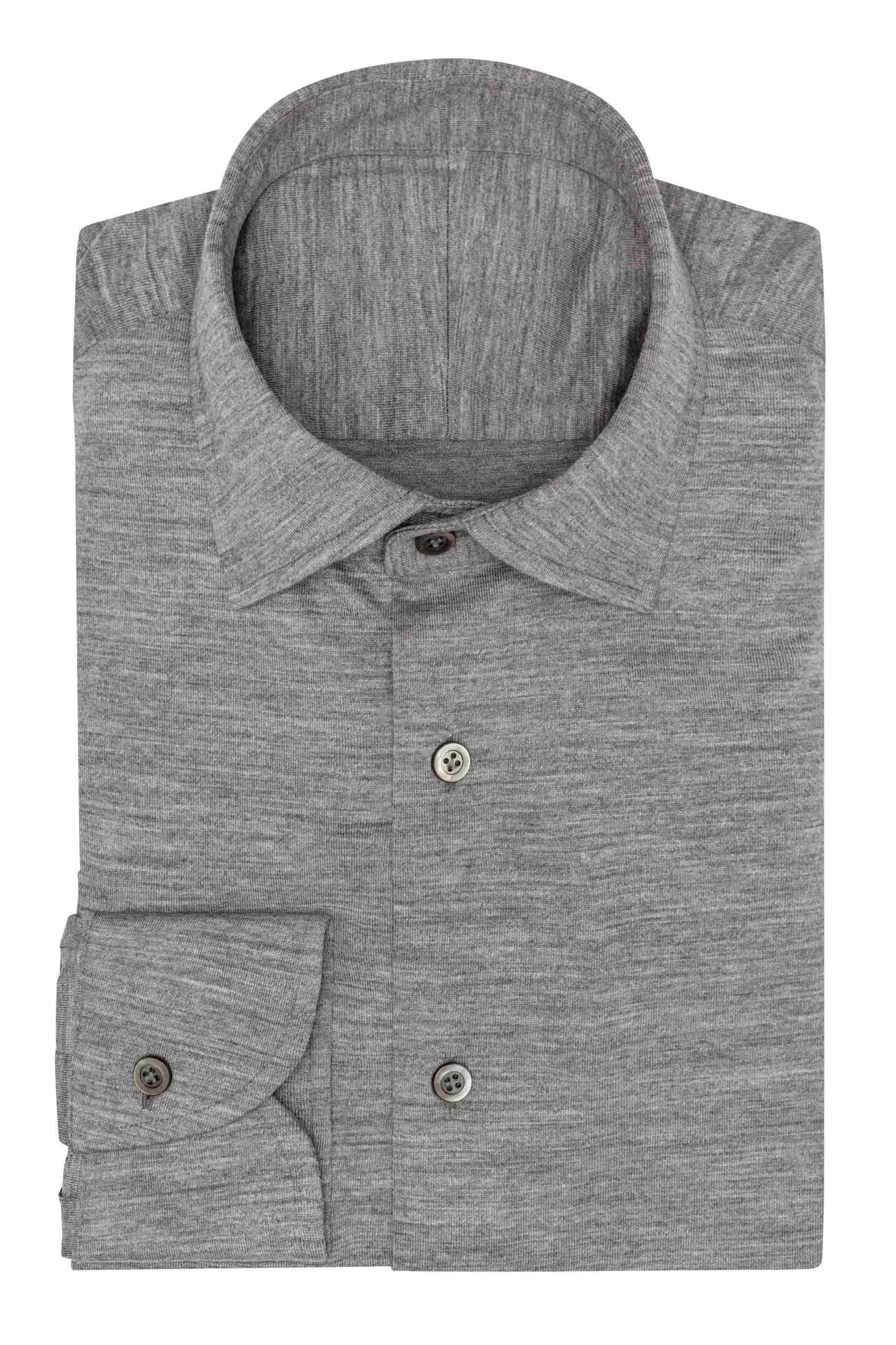Custom Shirt - l.grey s120 wool jersey - cordes - sons.com