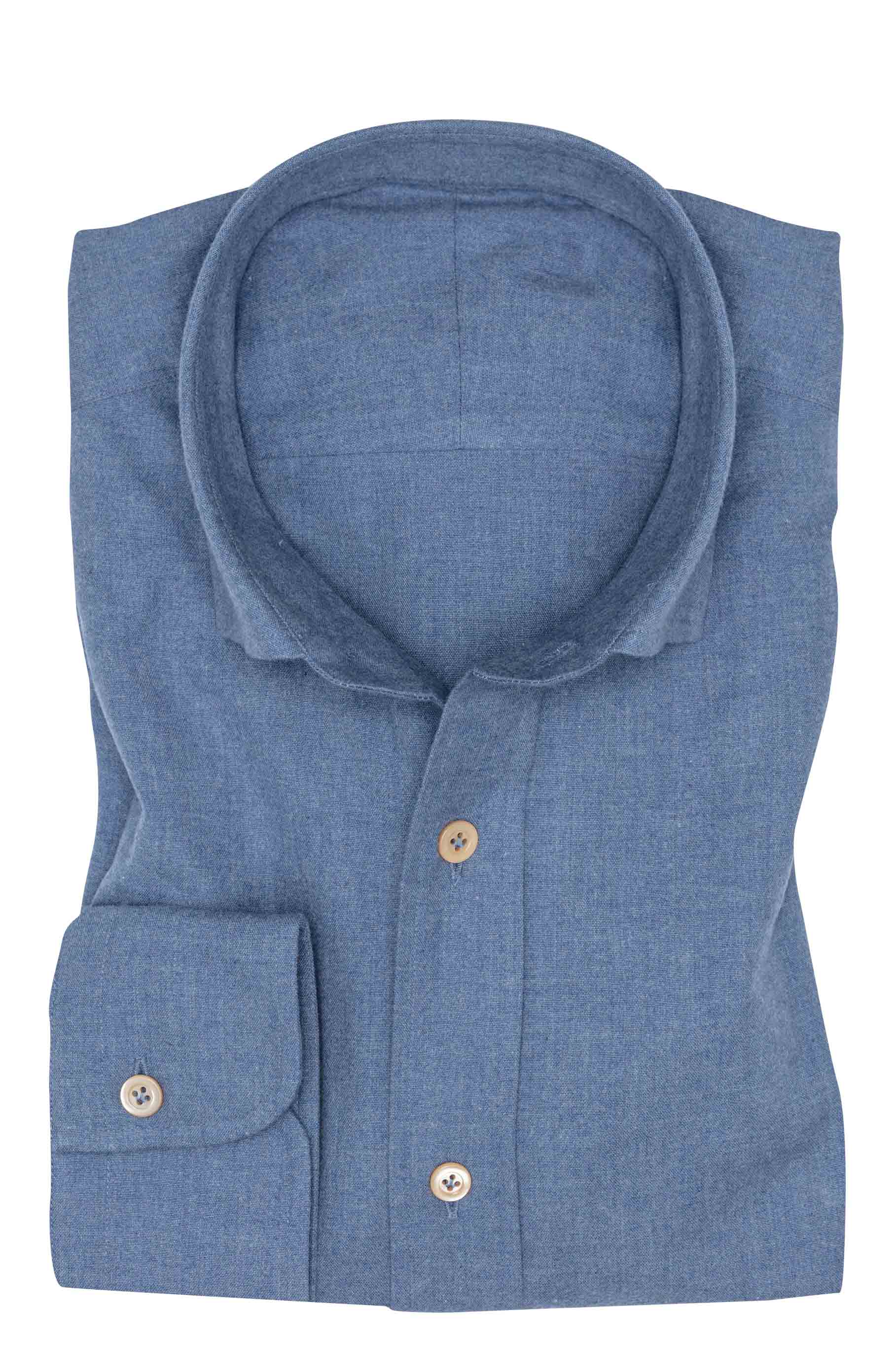 Custom Shirt - aged blue cotton flannel - cordes - sons.com