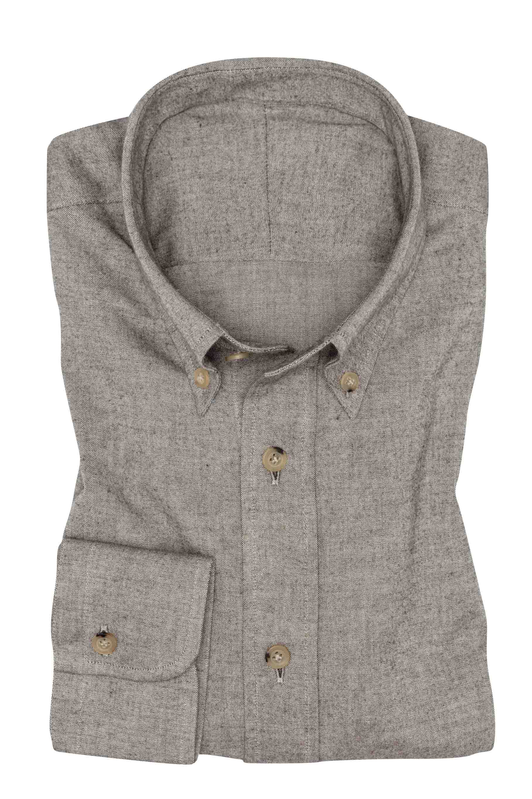 Custom Shirt - l.brown cotton flannel - cordes - sons.com