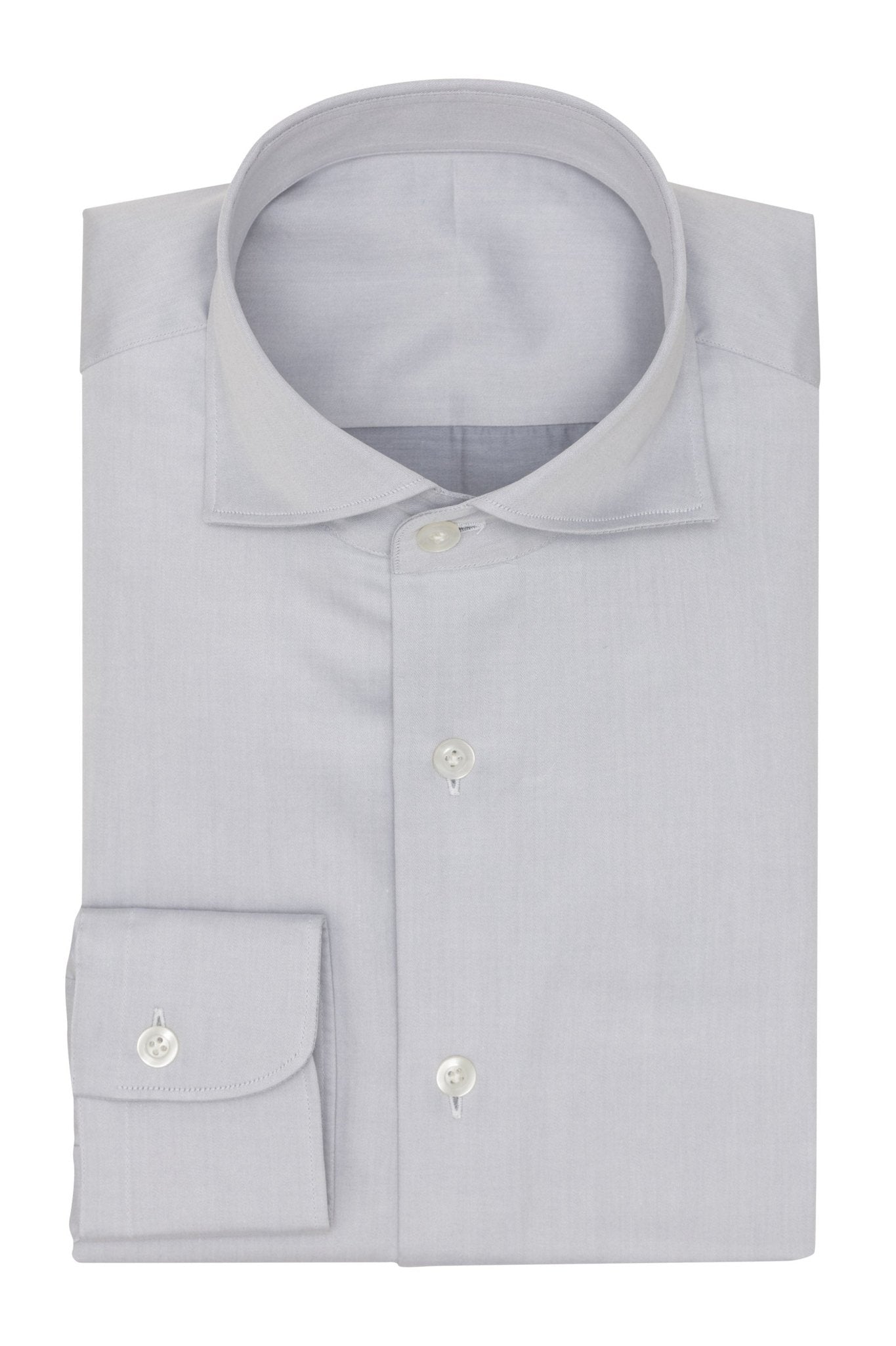 Custom Shirt - l.grey cotton fine sateen - cordes - sons.com