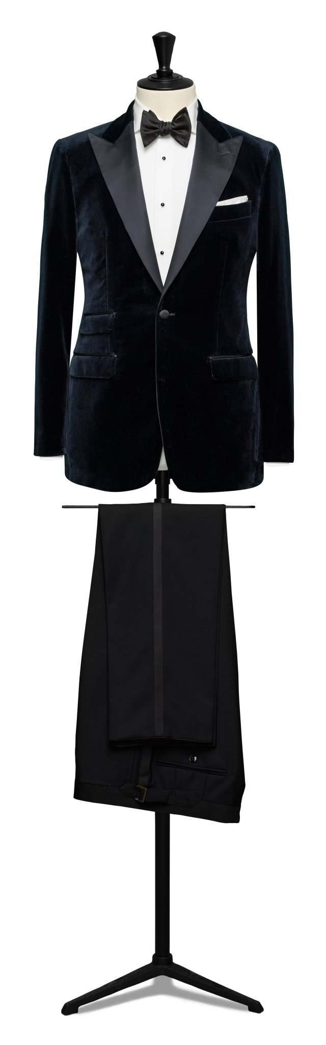 MIDNIGHT BLUE COTTON VELVET CUSTOM MADE TUXEDO - cordes - sons.com