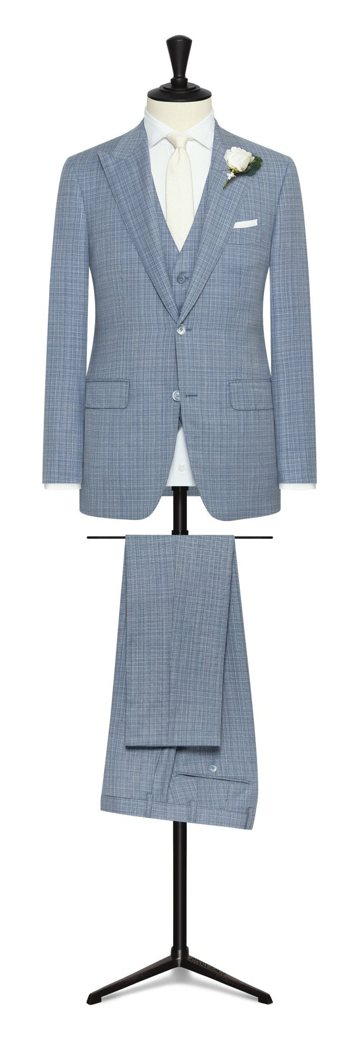Wedding Suit - blue - white wool fancy weave - cordes - sons.com