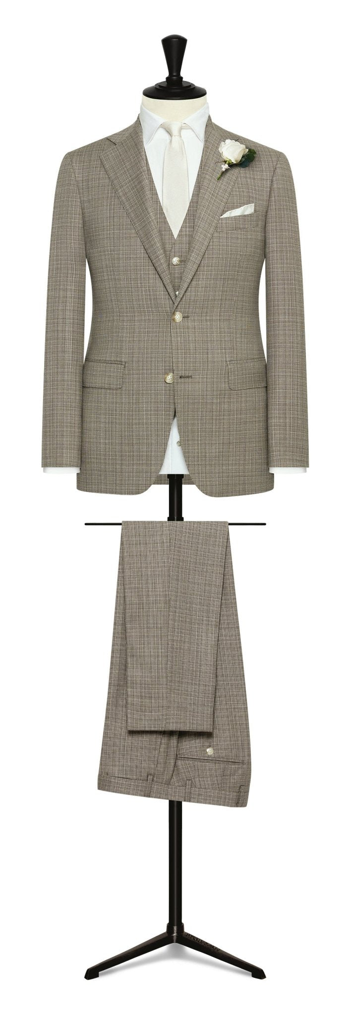 Wedding Suit - brown - white wool fancy weave - cordes - sons.com