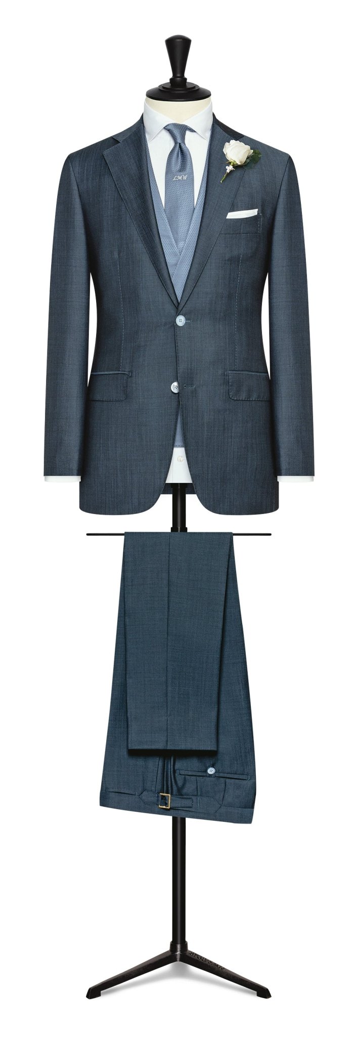 Wedding Suit - slate blue twill wool - mohair - cordes - sons.com